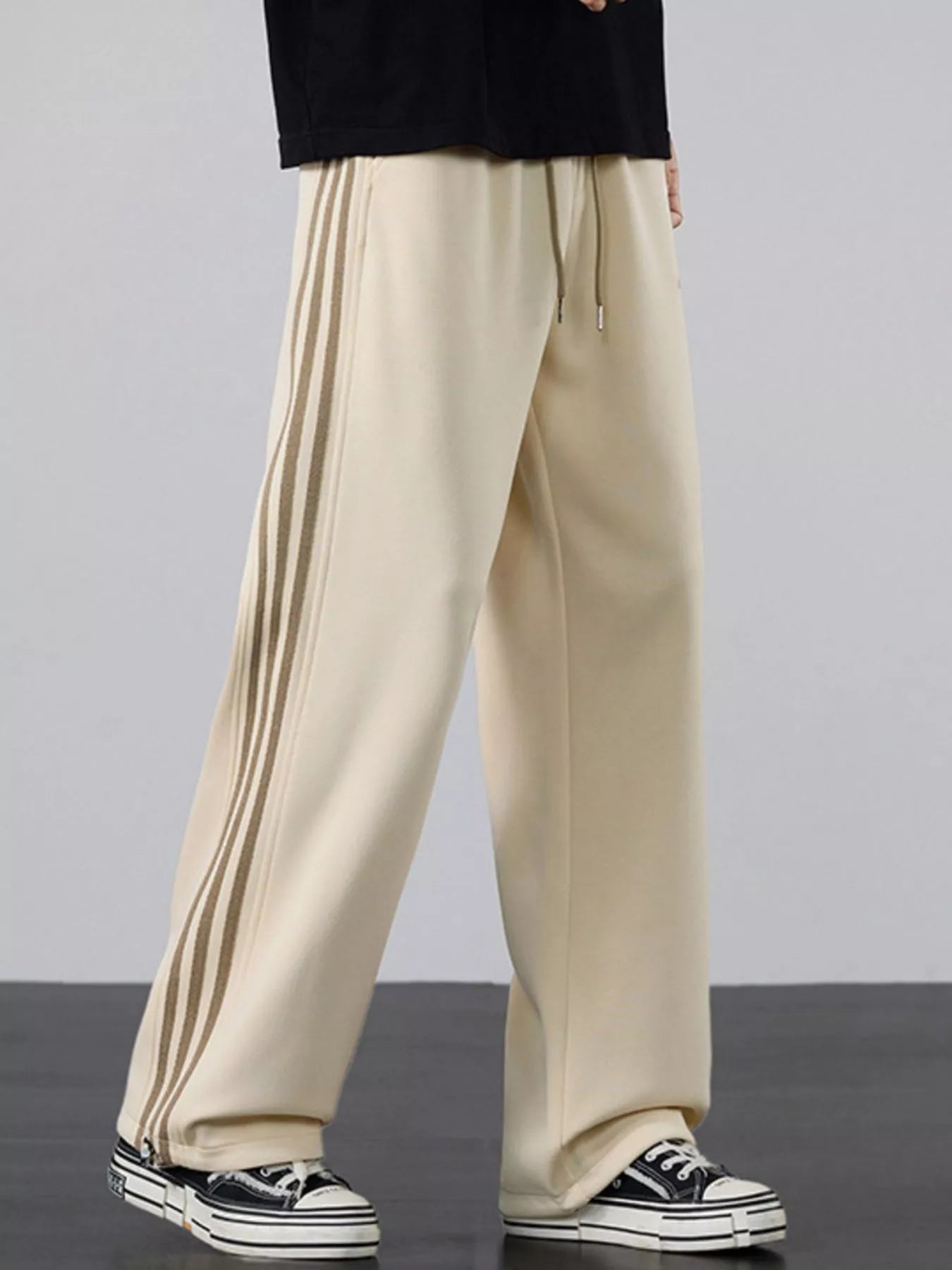 Men's Plus Size Casual Striped Wide Leg Sweatpants - PBNJ FASHIONS