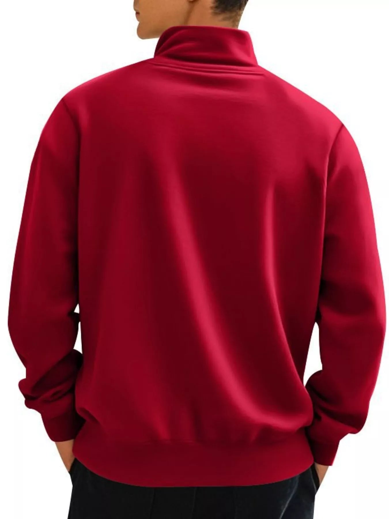 Men's Full Size Solid Color Quarter Zip Sweatshirt Plus Size - PBNJ FASHIONS
