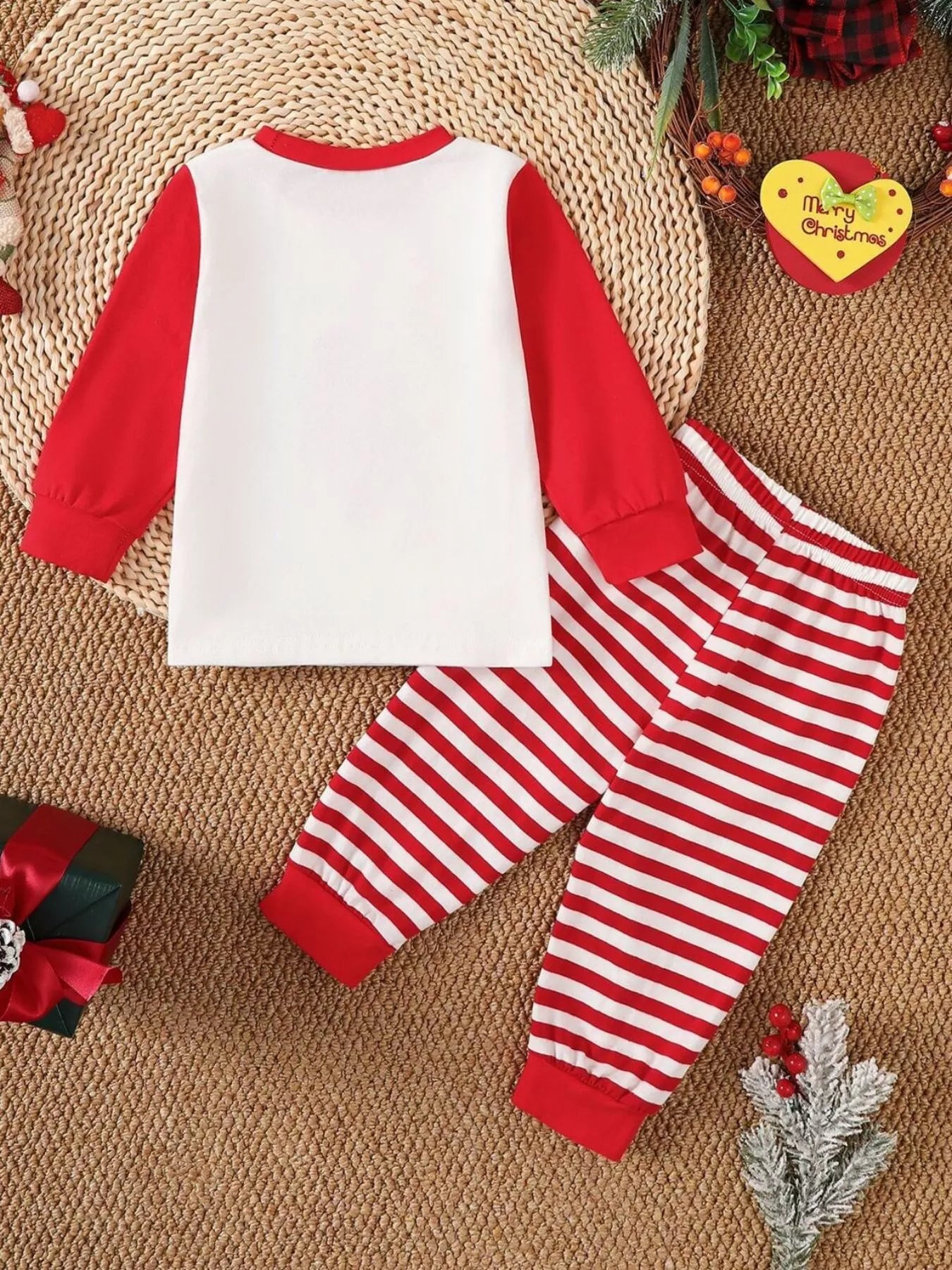 Children's Christmas Reindeer Striped Pajama Set - PBNJ FASHIONS