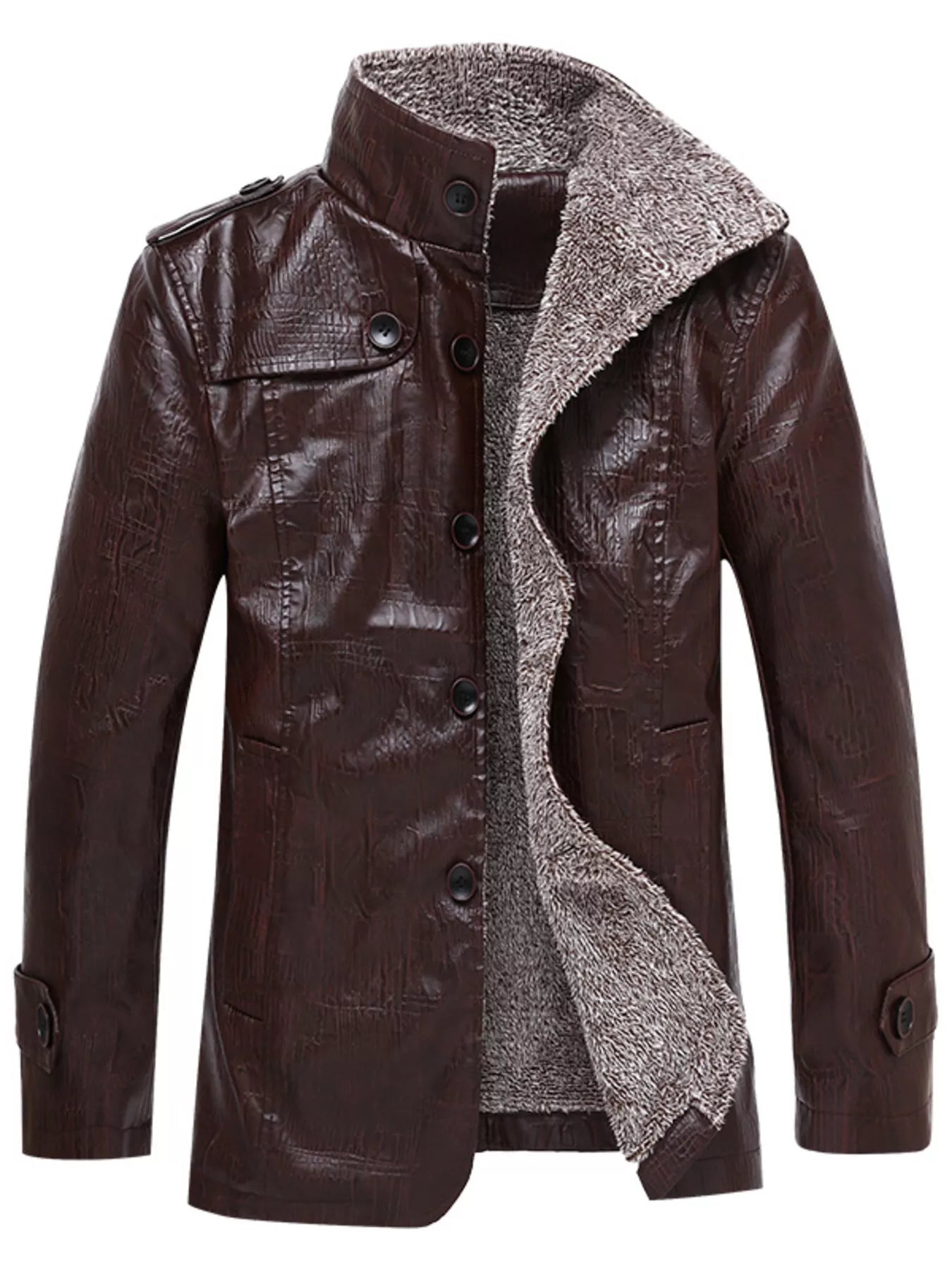 Men's Plus Size Button Up Fleece Lined Coat - PBNJ FASHIONS