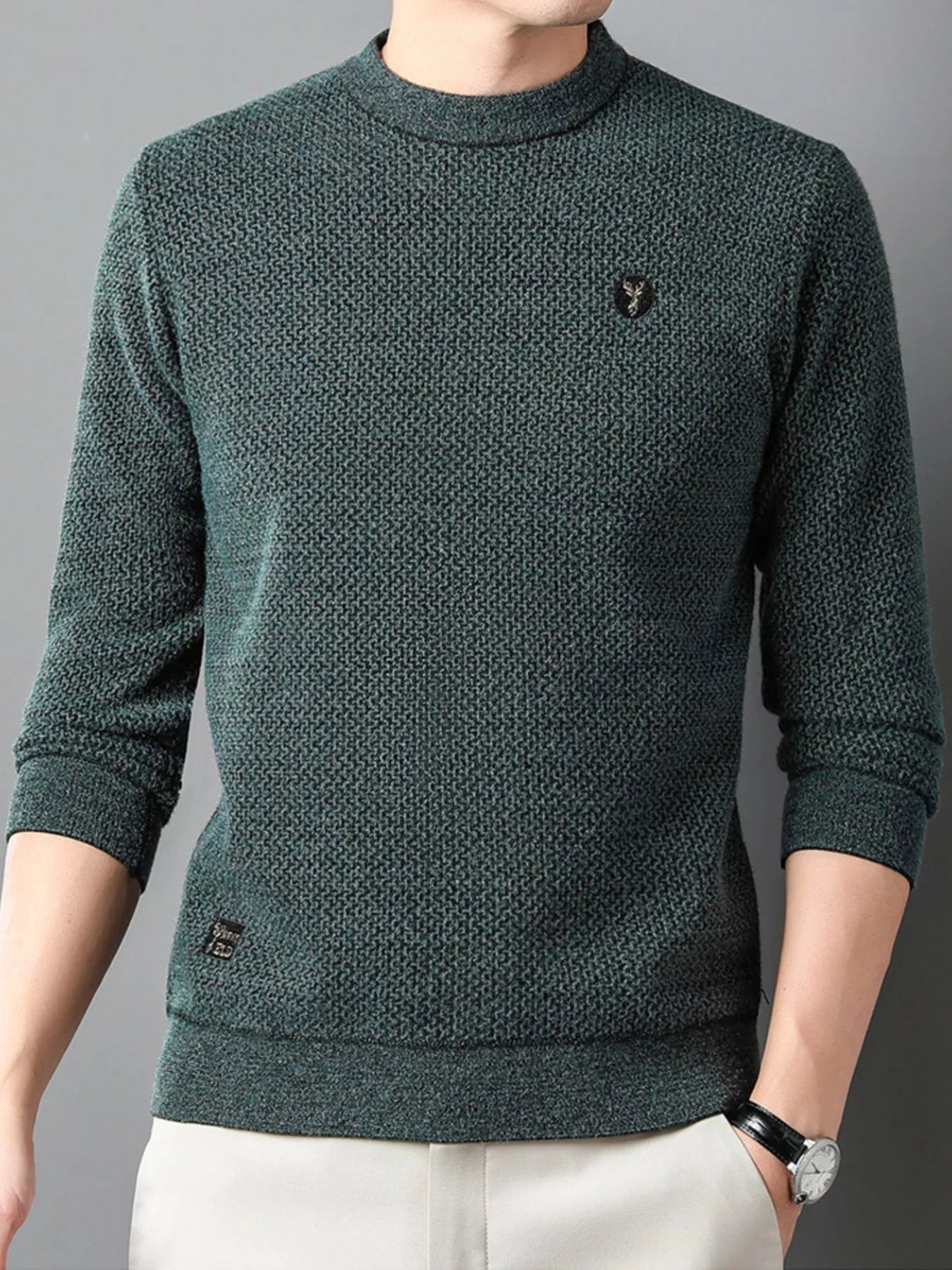 Men's Plus Size Textured Knit Mock Neck Sweater - PBNJ FASHIONS