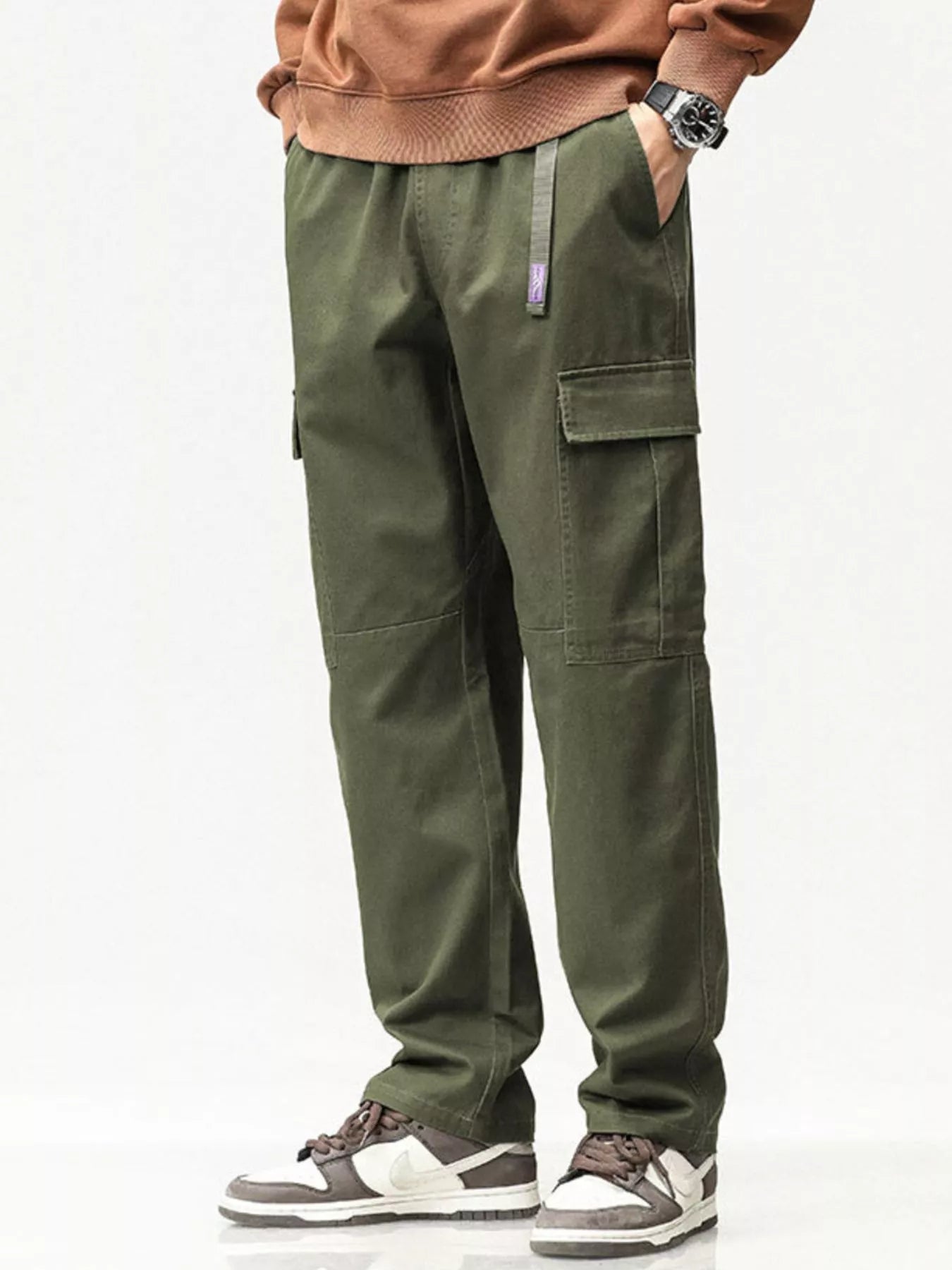 Men's Full Size Casual Cargo Pants with Elastic Waist Plus Size - PBNJ FASHIONS