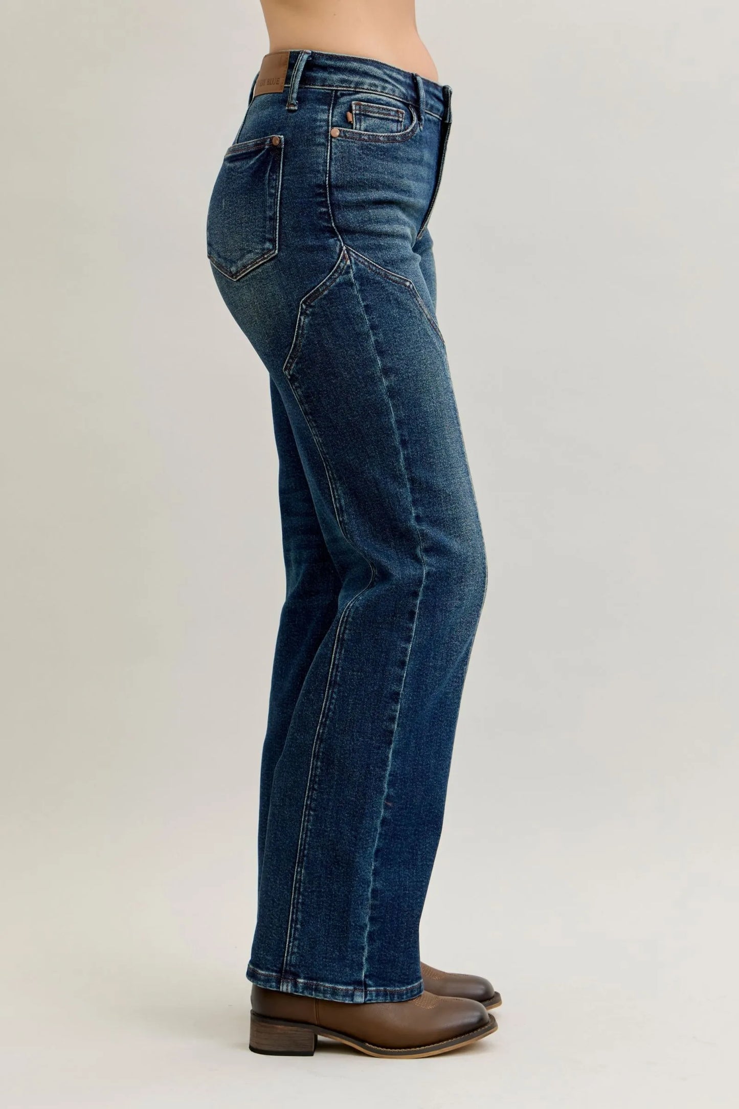 Judy Blue Full Size Seam Detail Straight Leg Jeans Plus Size - PBNJ FASHIONS