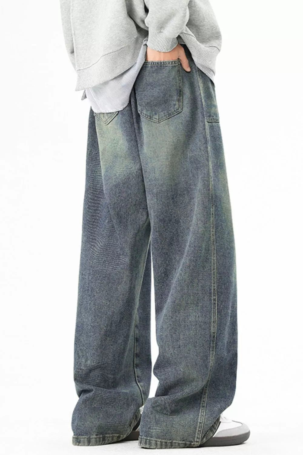 Men's Full Size Wide Leg Vintage Wash Jeans Plus Size - PBNJ FASHIONS