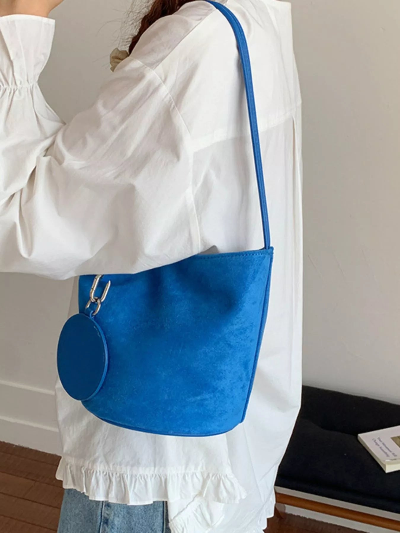 Suede Solid Color Bucket Bag - PBNJ FASHIONS