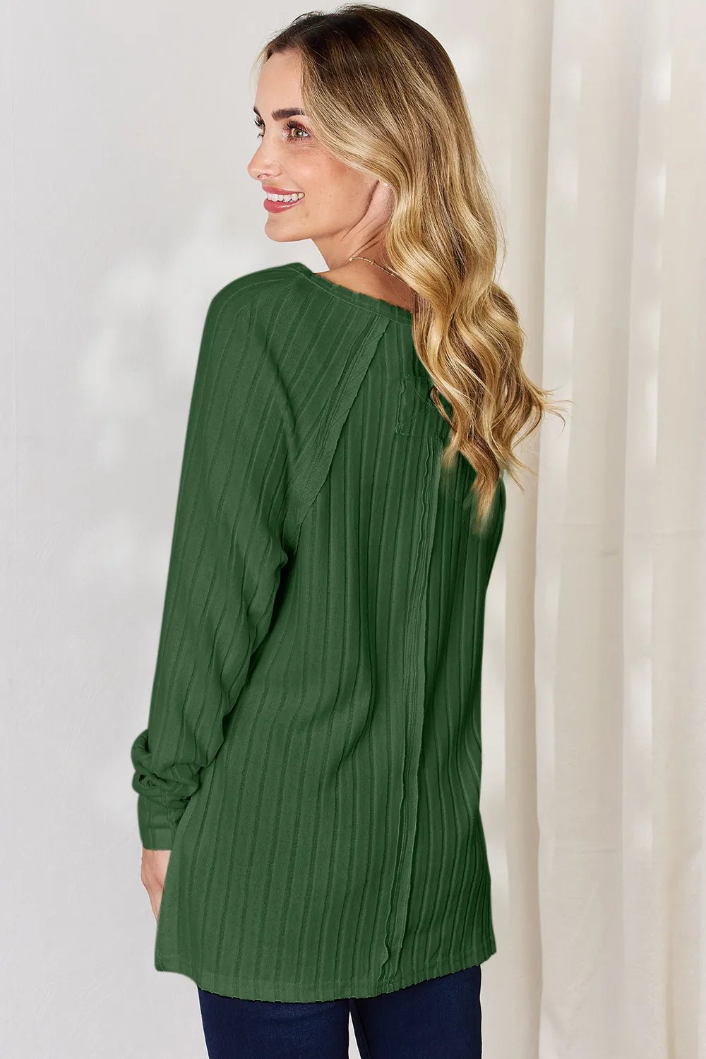 Basic Bae Full Size Ribbed Round Neck Slit T-Shirt - PBNJ FASHIONS