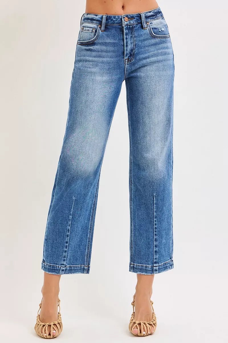 RISEN High Rise Crop Boyfriend Tapered Jeans - PBNJ FASHIONS