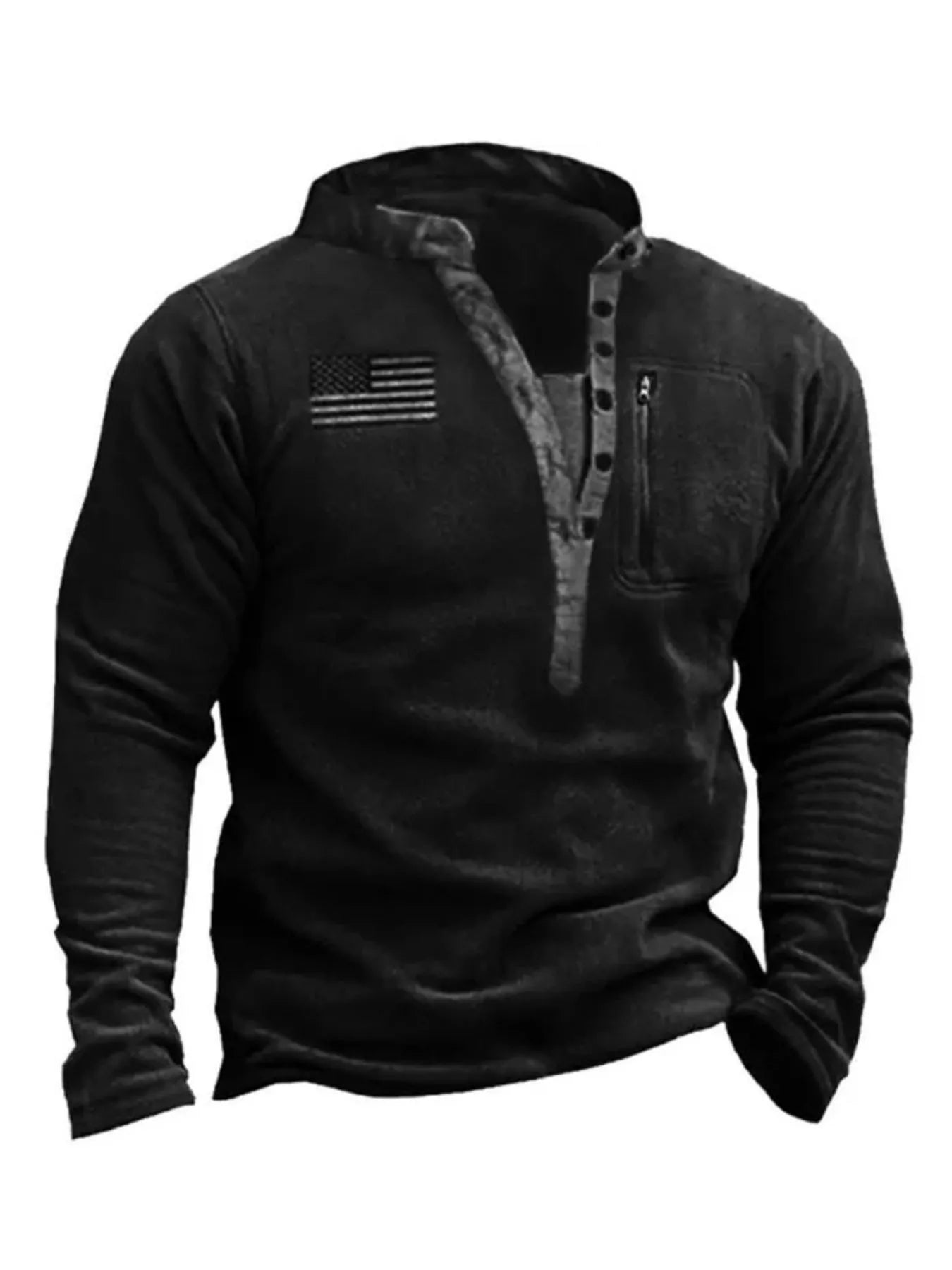 Men's Full Size Button Detail Long Sleeve Sweatshirt Plus Size - PBNJ FASHIONS