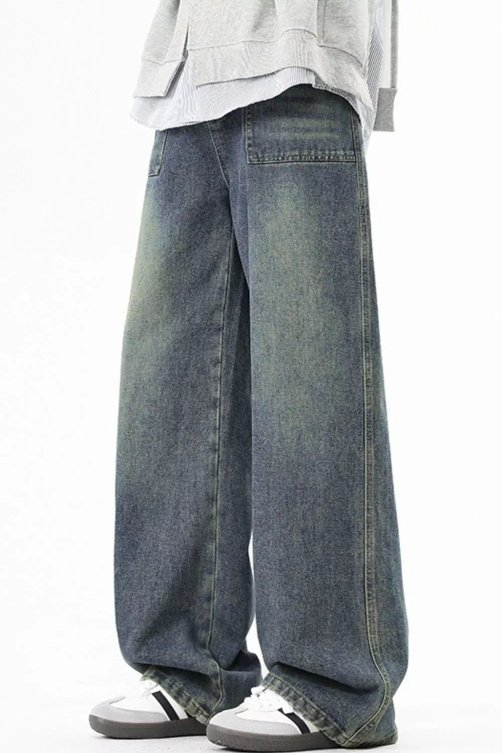 Men's Full Size Wide Leg Vintage Wash Jeans Plus Size - PBNJ FASHIONS
