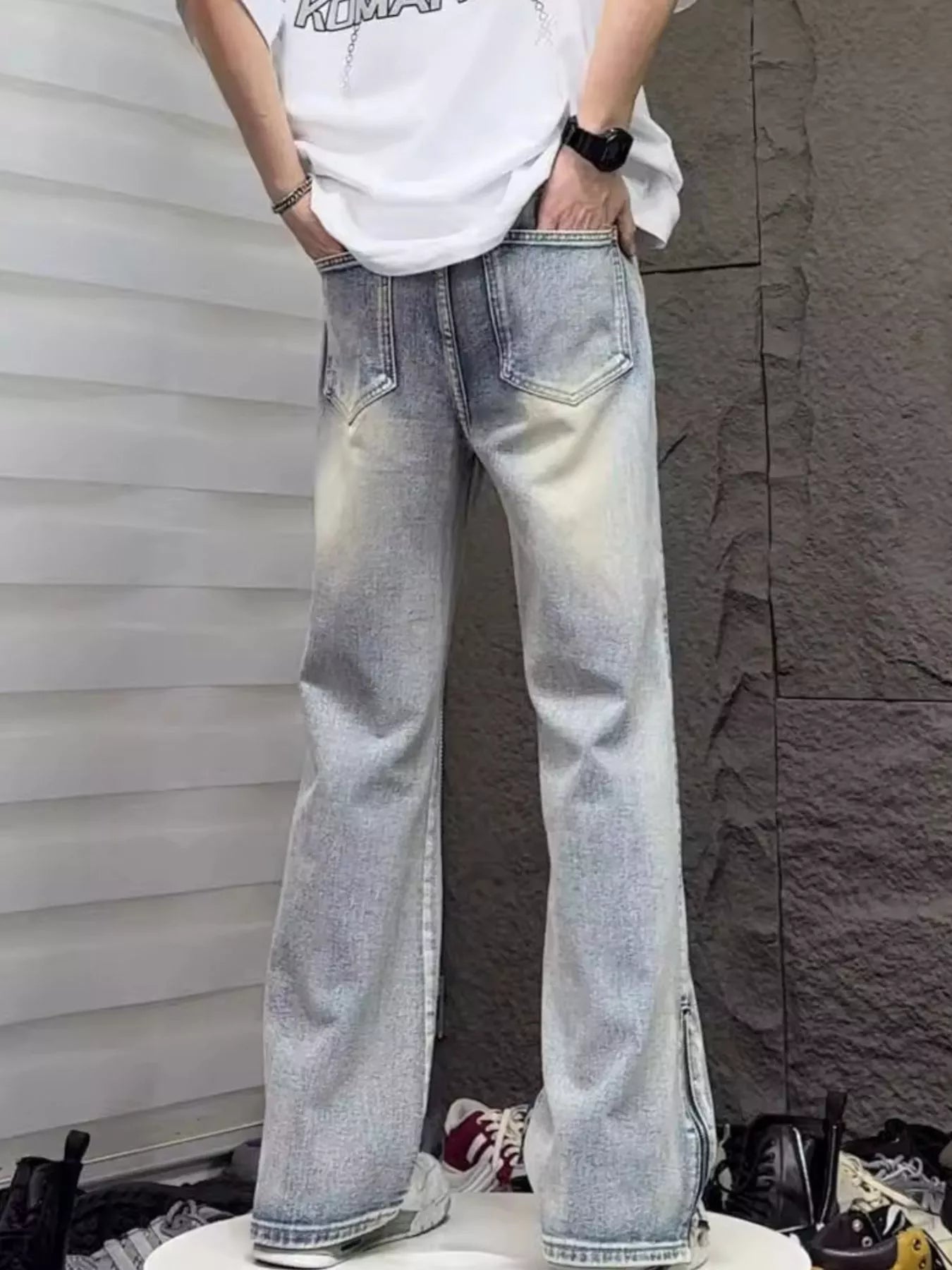 Men's Full Size Vintage Wash Wide Leg Jeans Plus Size - PBNJ FASHIONS