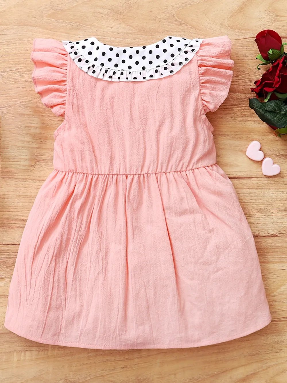 Children's Bow Peter Pan Collar Ruffle Sleeve Dress - PBNJ FASHIONS