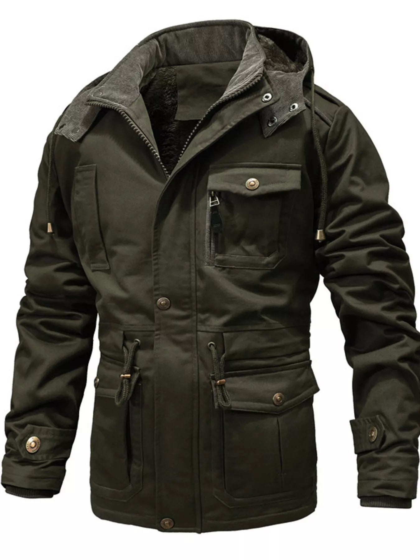 Men's Full Size Zip Up Multiple Pockets Jacket Plus Size - PBNJ FASHIONS