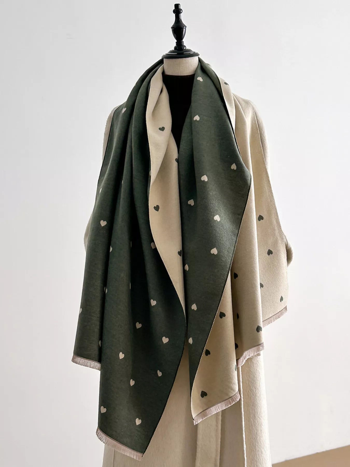 Heart Raw Hem Scarf - PBNJ FASHIONS