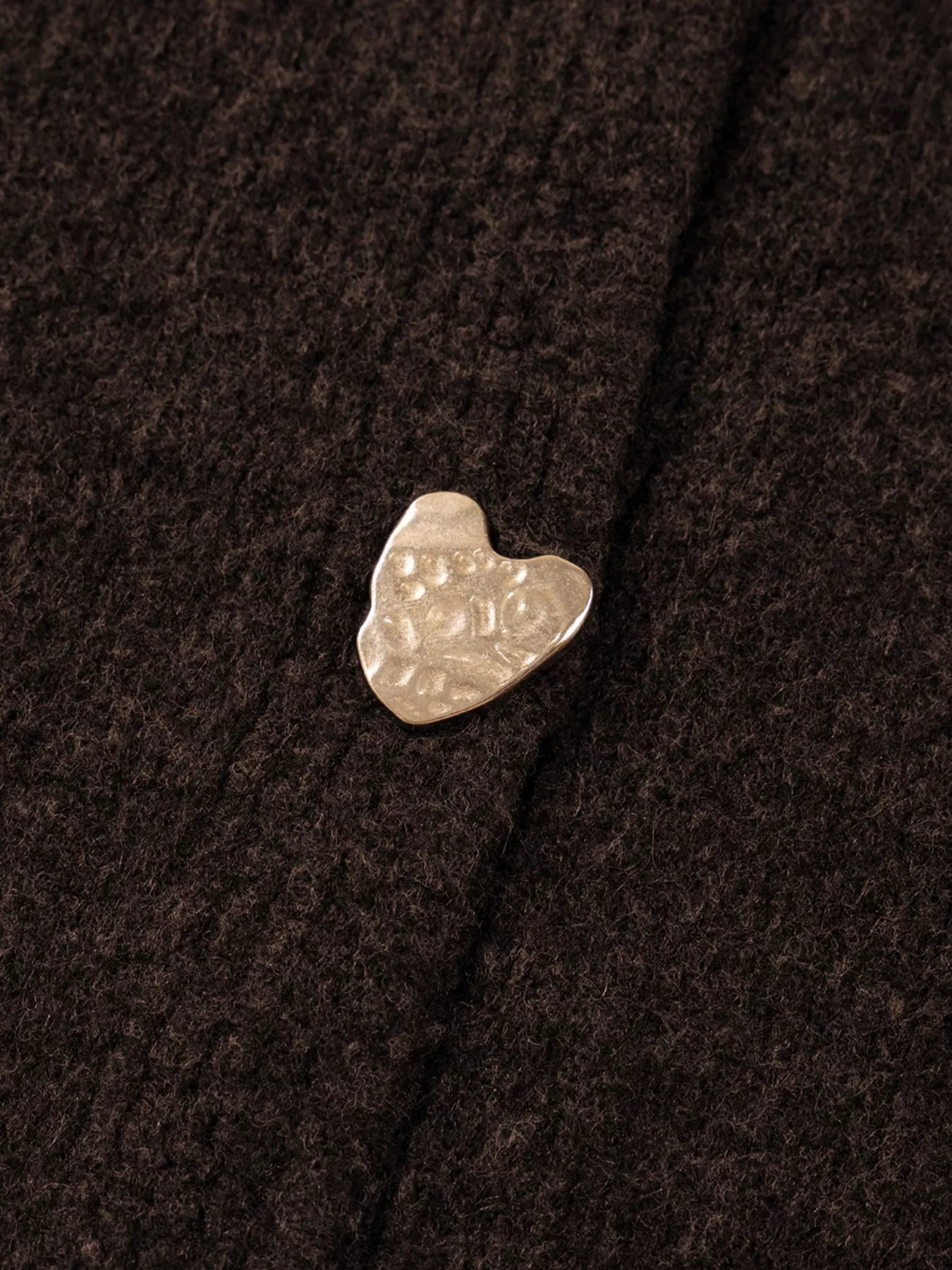 Heart Metal Button V Neck Cardigan Sweater - PBNJ FASHIONS