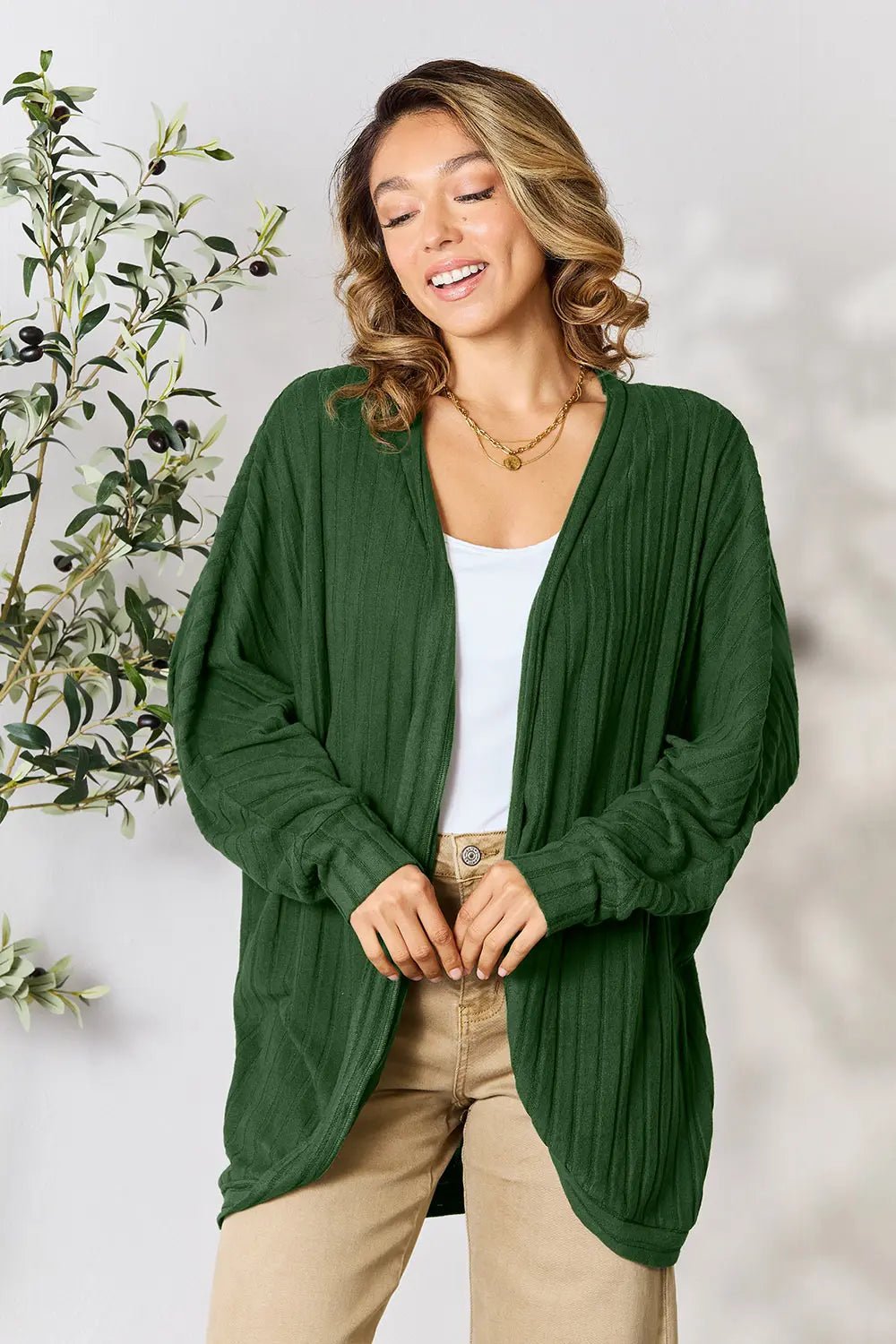 Basic Bae Full Size Ribbed Cocoon Cardigan - PBNJ FASHIONS