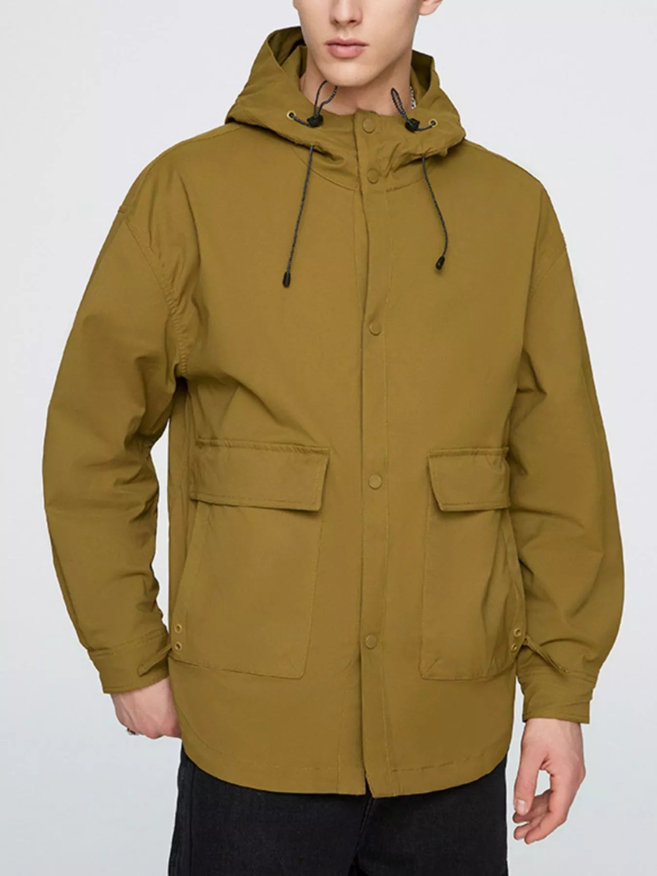 Men's Plus Size Urban Style Hooded Snap Down Jacket - PBNJ FASHIONS