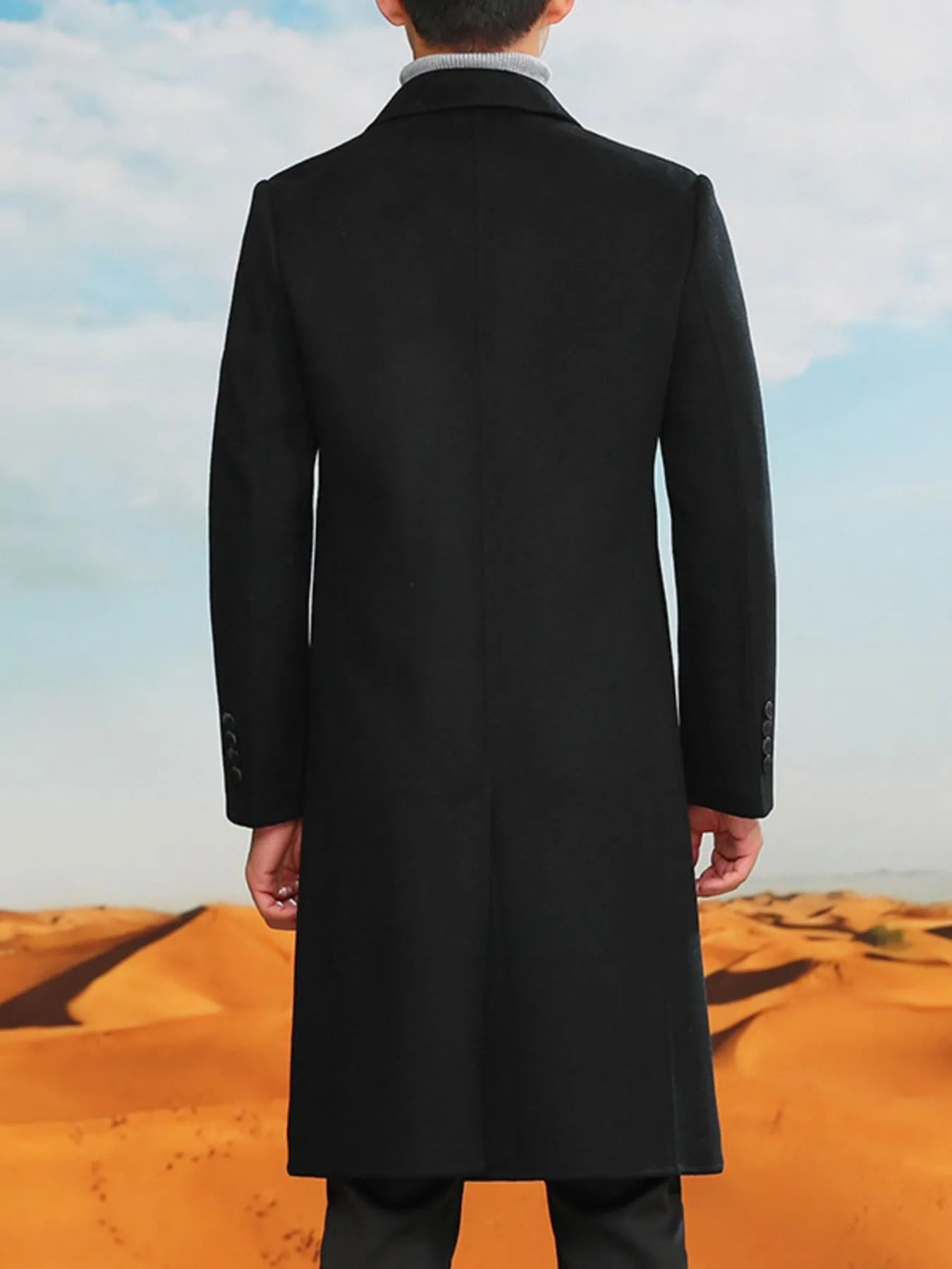 Men's Plus Size Double - Breasted Longline Coat - PBNJ FASHIONS