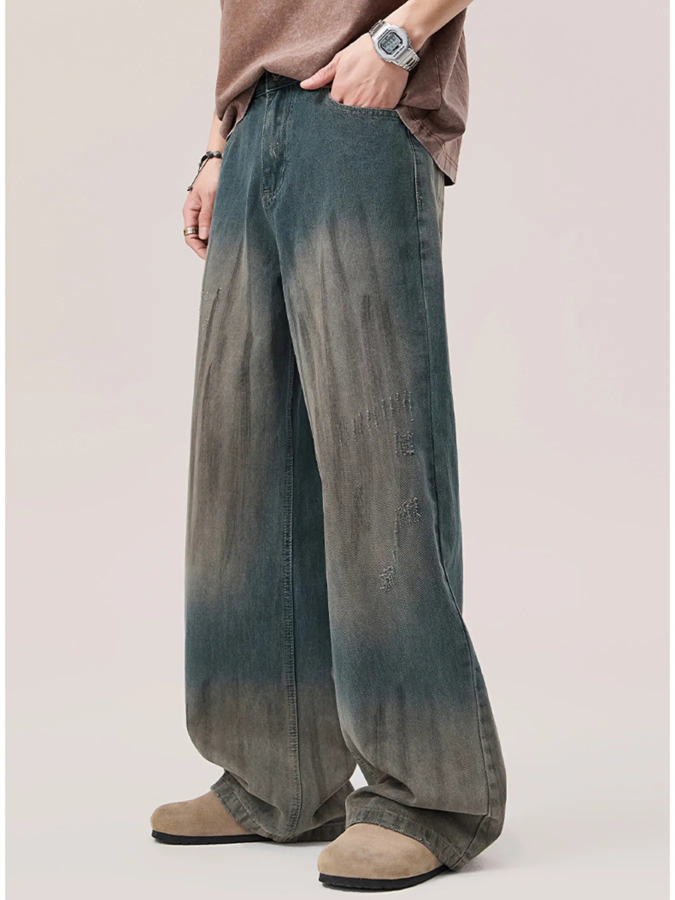 Men's Gradient Wash Wide Leg Jeans - PBNJ FASHIONS