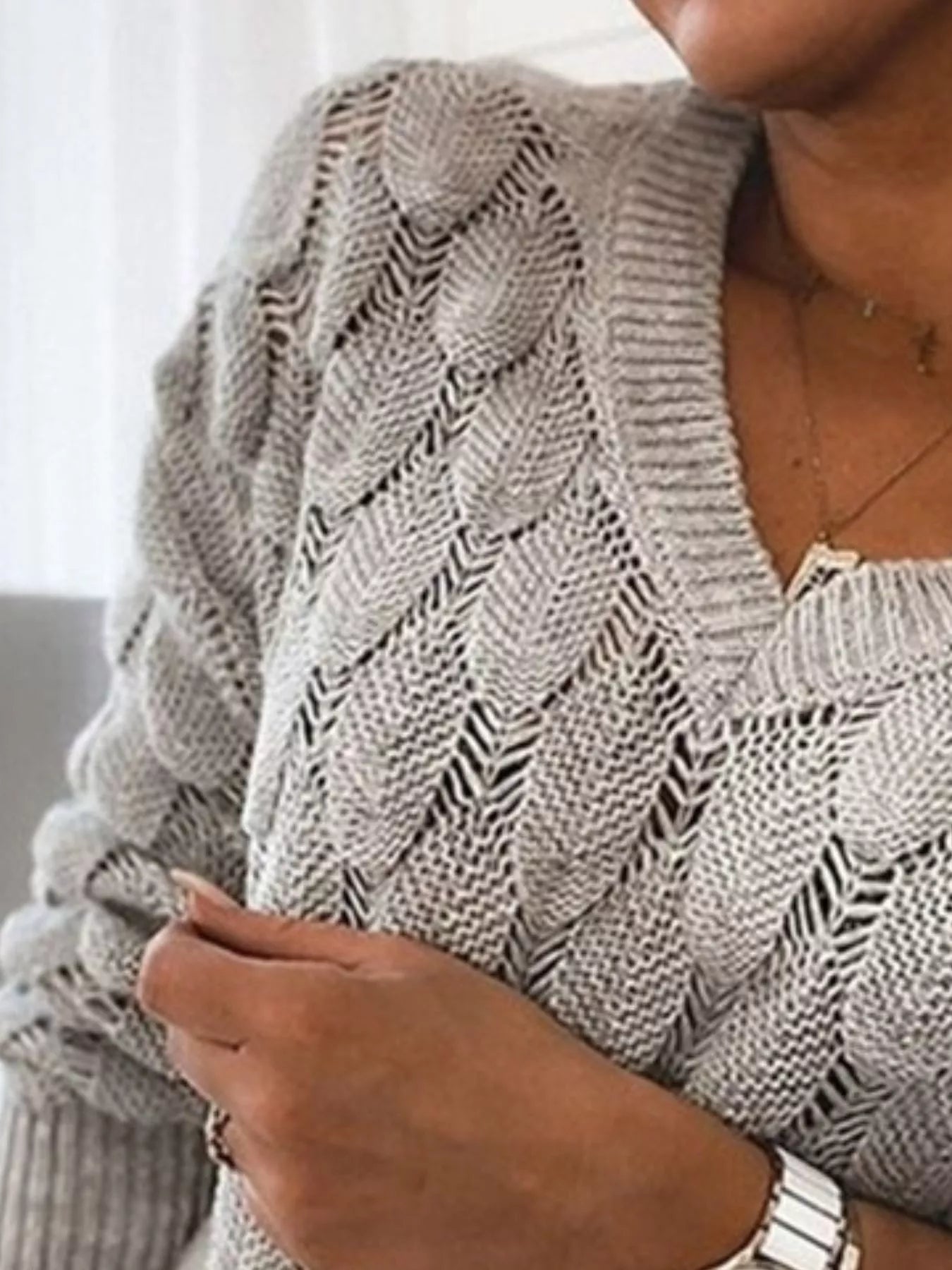 V - Neck Knitted Sweater - PBNJ FASHIONS