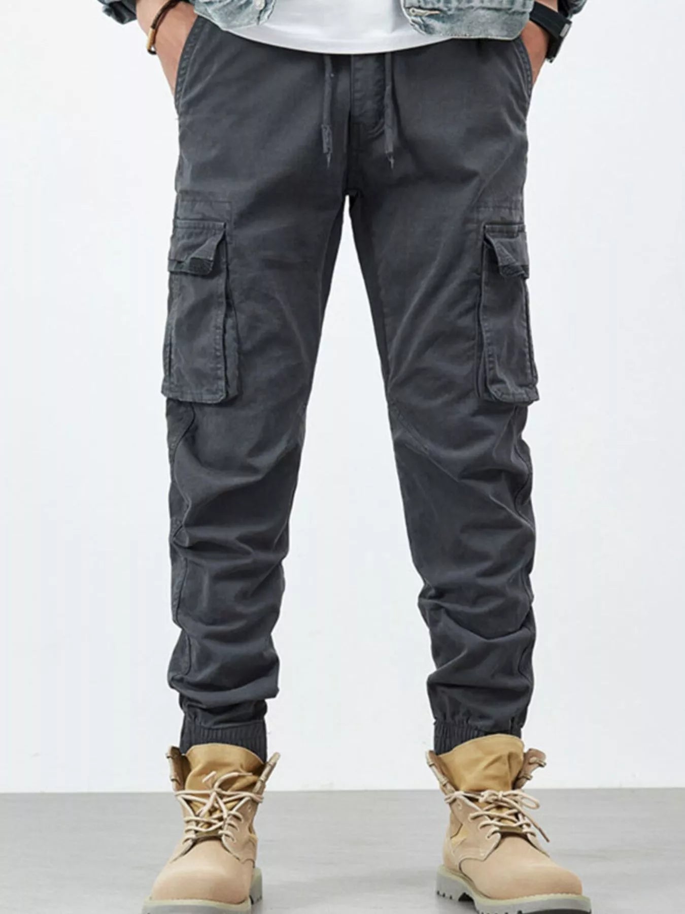 Men's Casual Cargo Pants with Drawstring - PBNJ FASHIONS