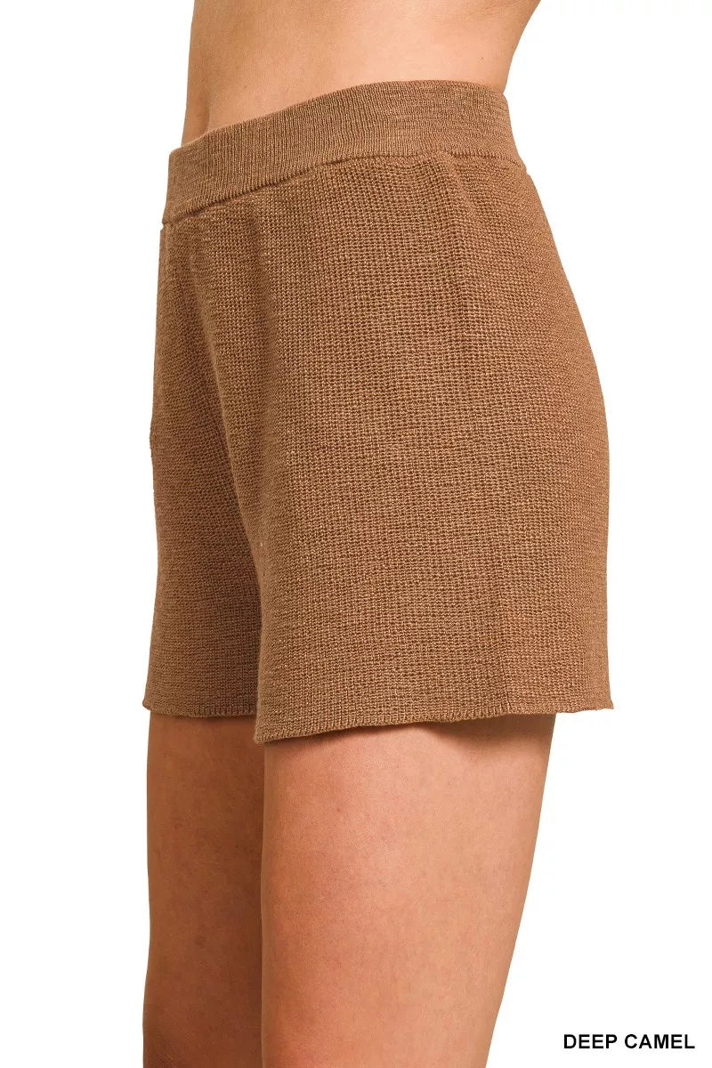 Zenana Round Neck Knit Top and Shorts Sweater Set - PBNJ FASHIONS