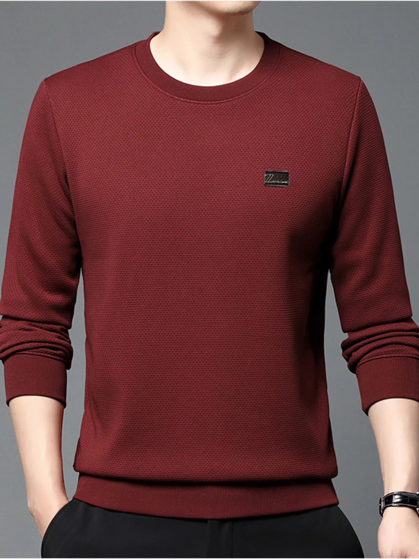 Men's Plus Size Textured Long Sleeve Casual T-Shirt - PBNJ FASHIONS