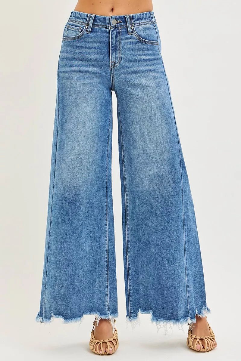 RISEN High Rise Ankle Wide Jeans - PBNJ FASHIONS