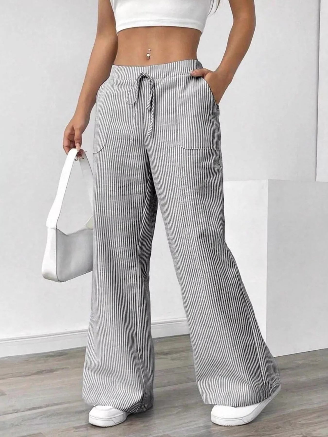 Striped Wide Leg Pants - PBNJ FASHIONS