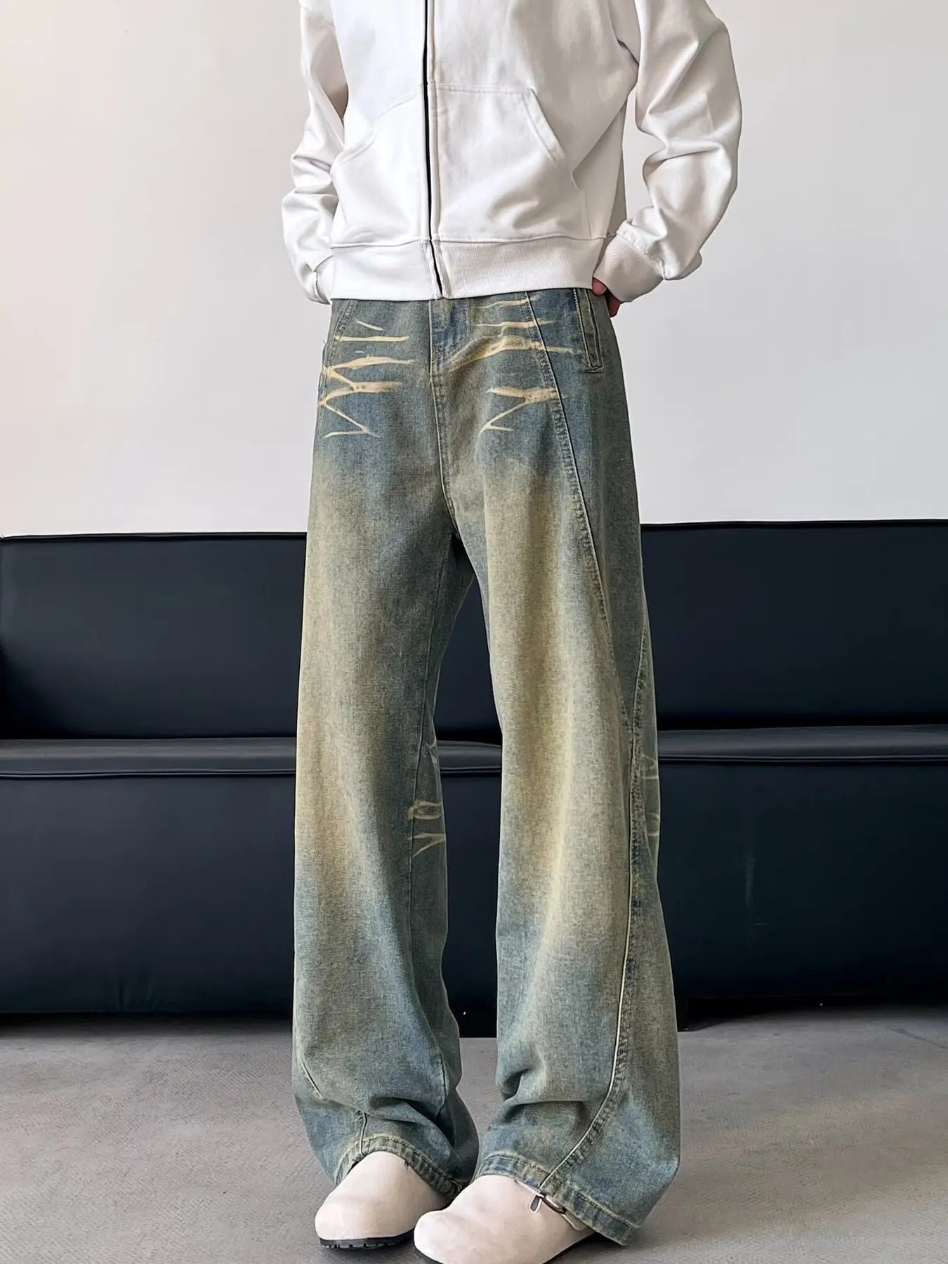 Men's Full Size Vintage Wash Wide Leg Jeans Plus Size - PBNJ FASHIONS