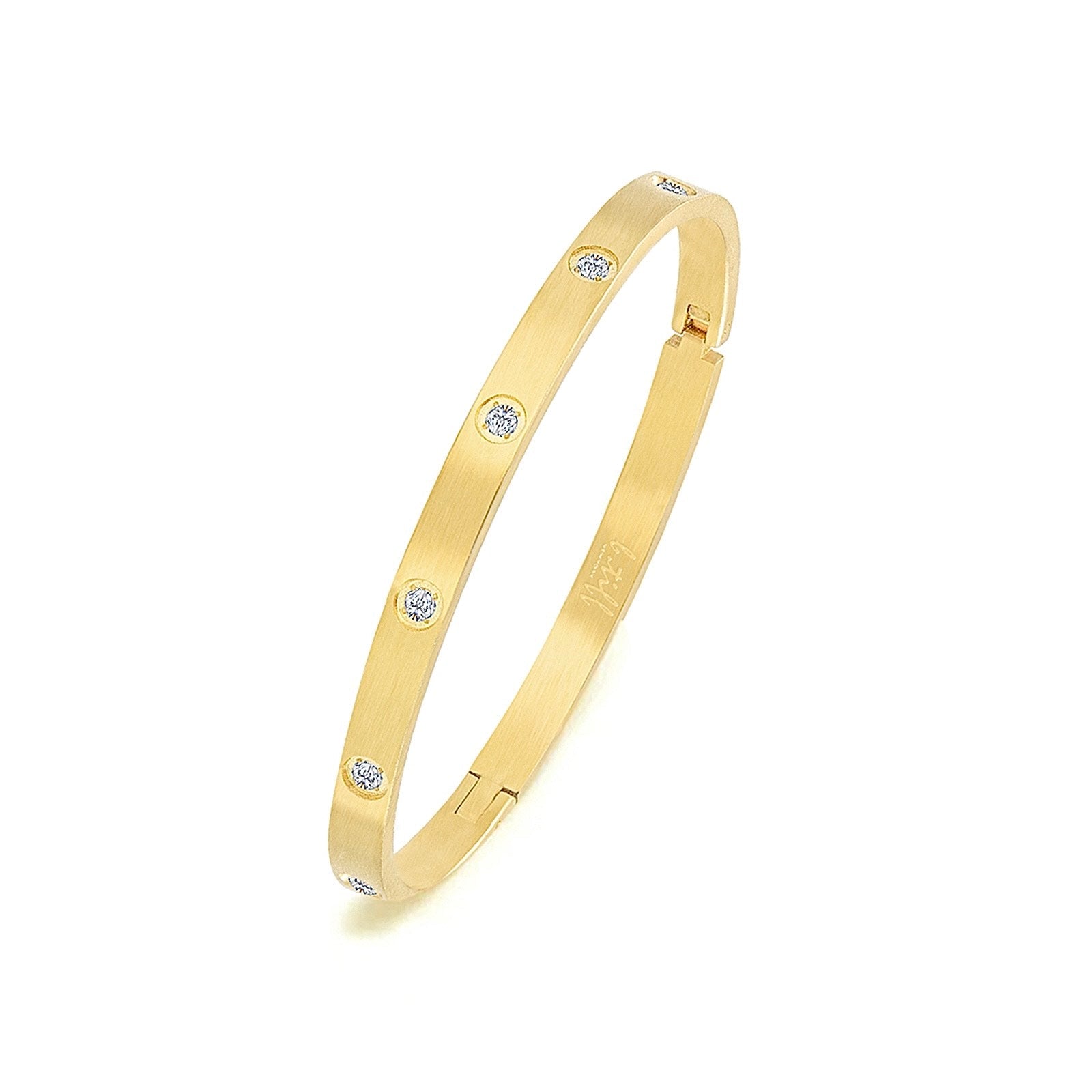 BG308G B.Tiff 8 - Stone Matte Gold Bangle Bracelet - PBNJ FASHIONS