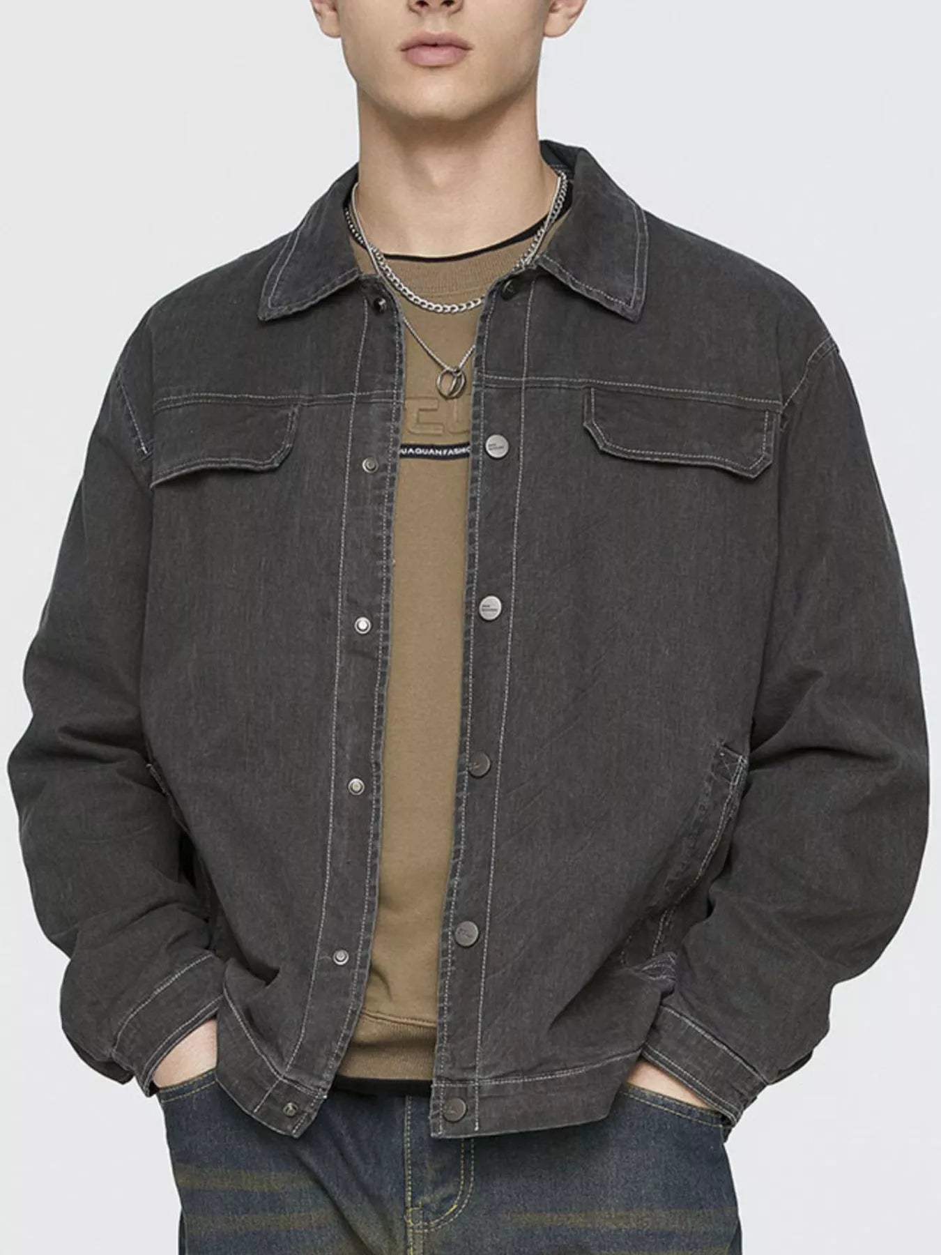 Men's Plus Size Button Up Long Sleeve Jacket - PBNJ FASHIONS