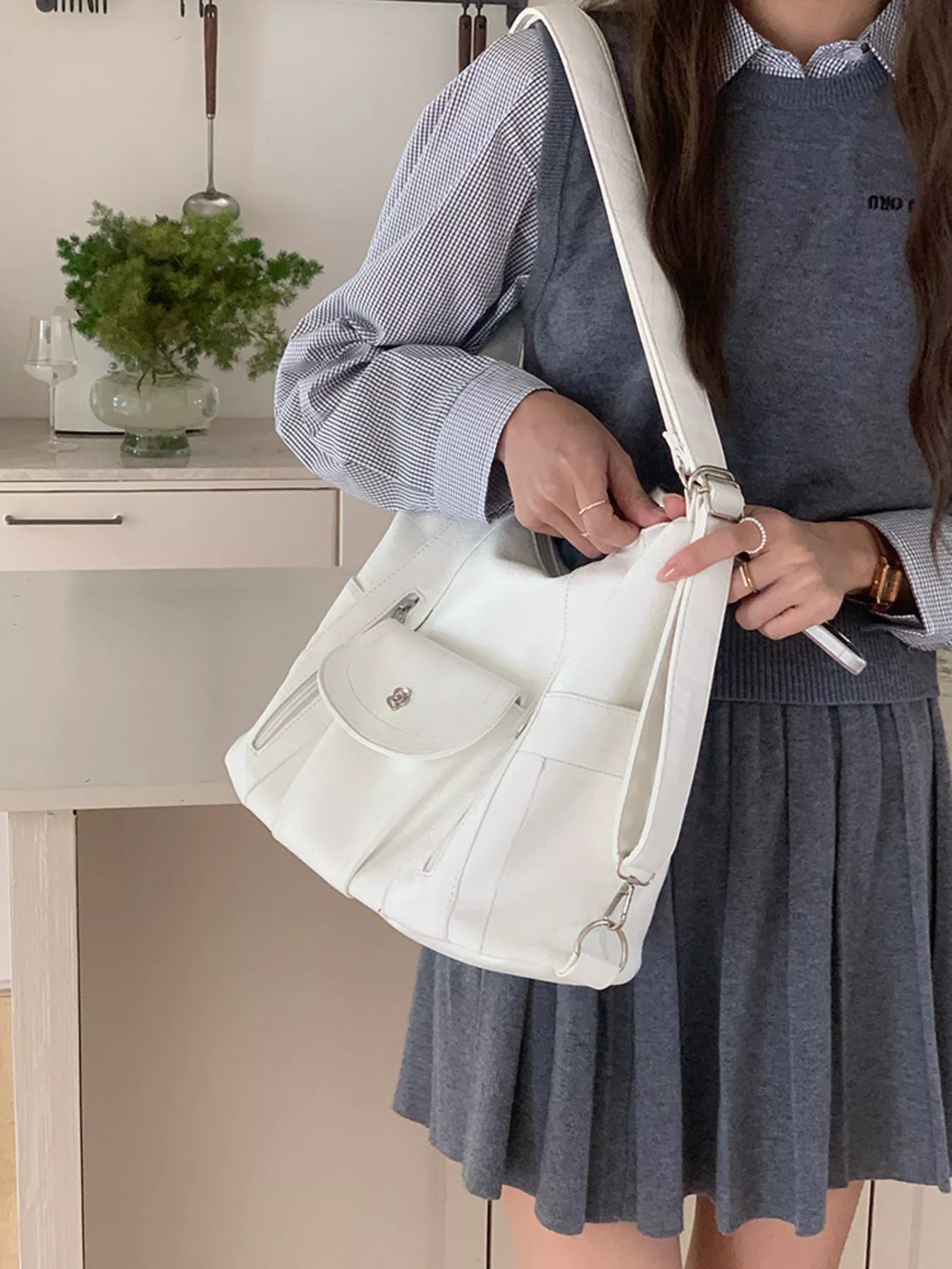 Multiple Pockets Adjustable Strap Shoulder Bag - PBNJ FASHIONS