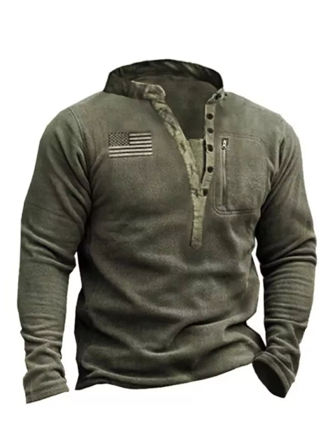 Men's Full Size Button Detail Long Sleeve Sweatshirt Plus Size - PBNJ FASHIONS