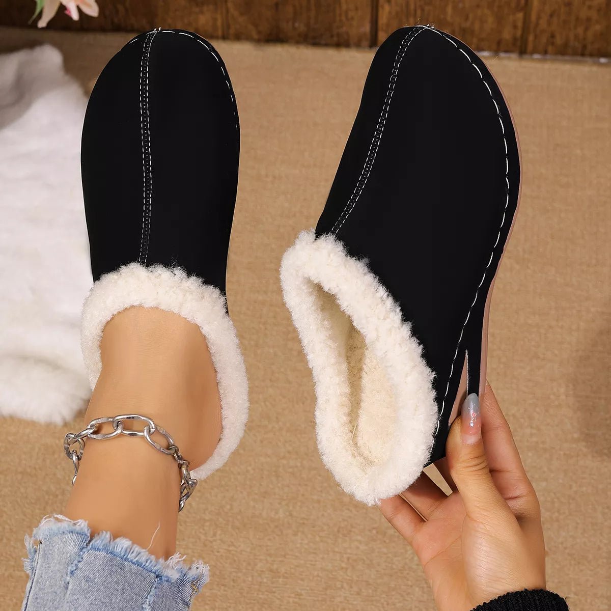 Cozy Plush Lined Wedge Slippers - PBNJ FASHIONS