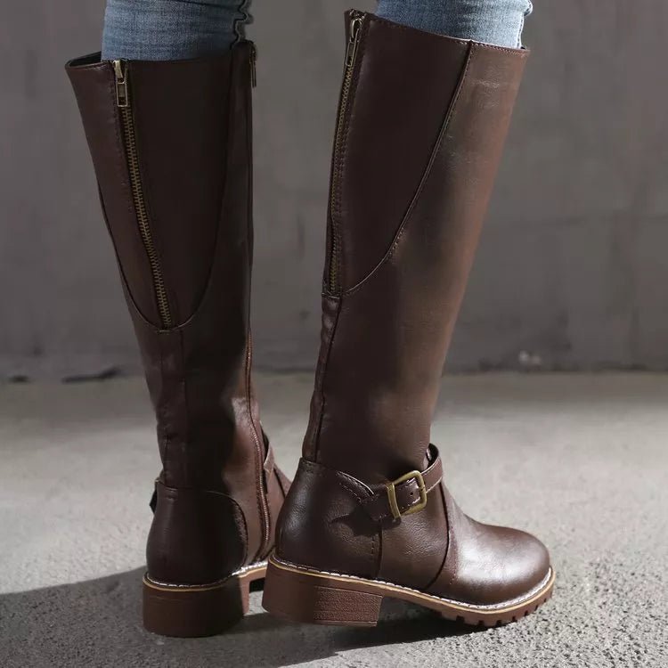 Round Toe Block Heels Boots - PBNJ FASHIONS