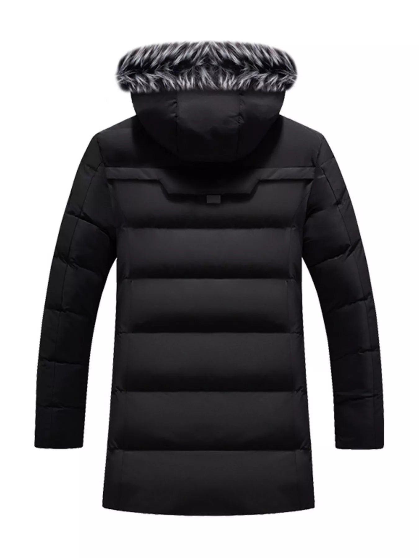 Men's Plus Size Longline Padded Winter Coat with Faux Fur Hood - PBNJ FASHIONS