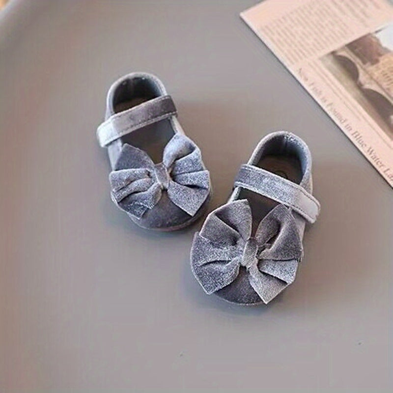 [Princess Mary Jane Flats] Princess Baby Girls Mary Jane Flats With Bowknot | First Walker Shoes Crib Shoes Wedding Party Christmas Dress Shoes