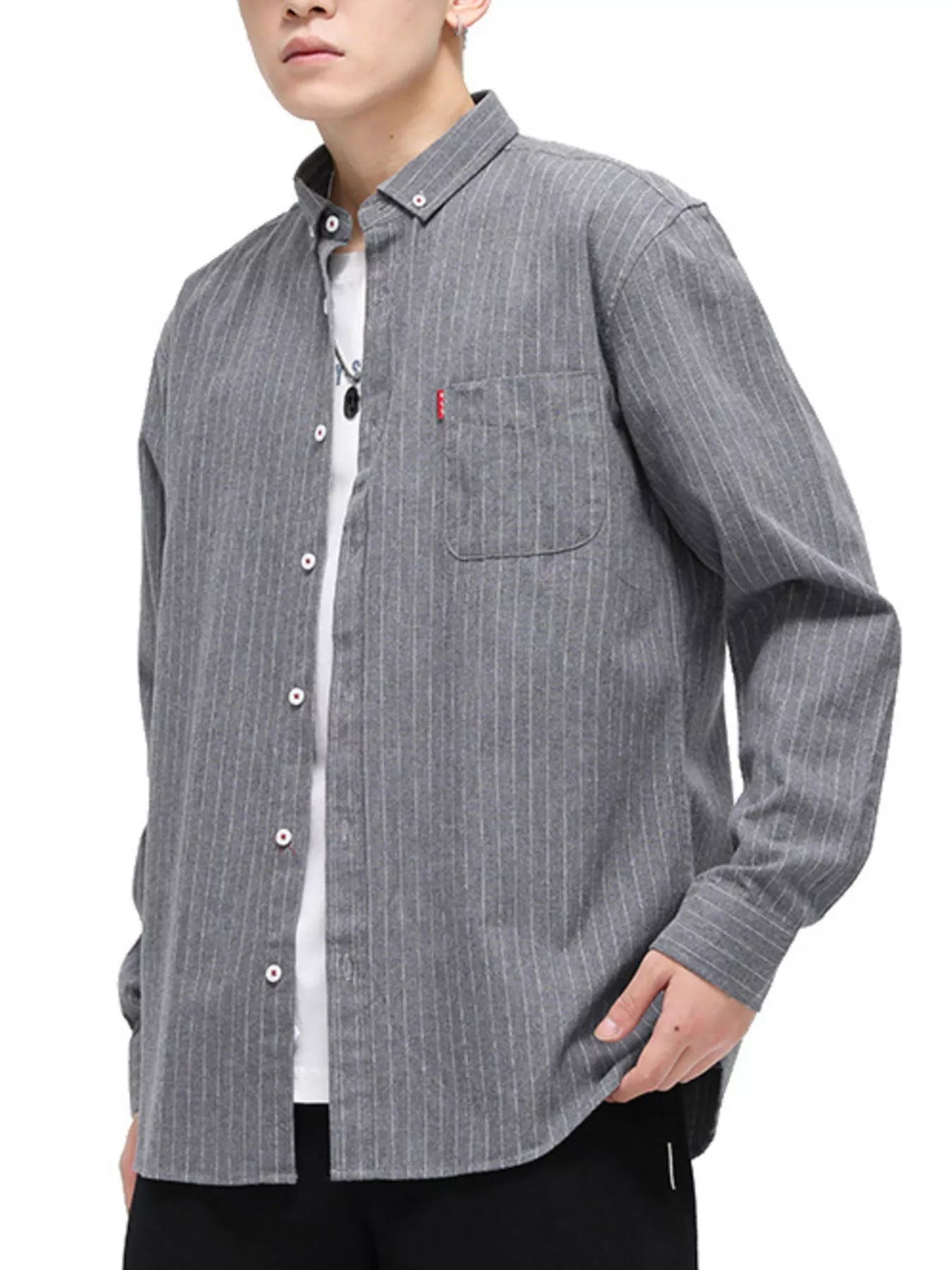 Men's Full Size Striped Long Sleeve Casual Shirt Plus Size - PBNJ FASHIONS