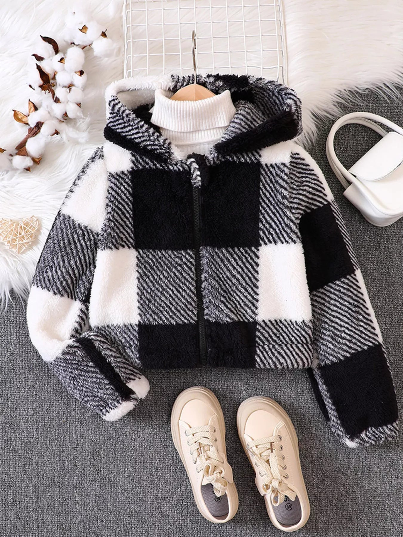 Children's Cozy Plaid Hooded Fleece Jacket - PBNJ FASHIONS