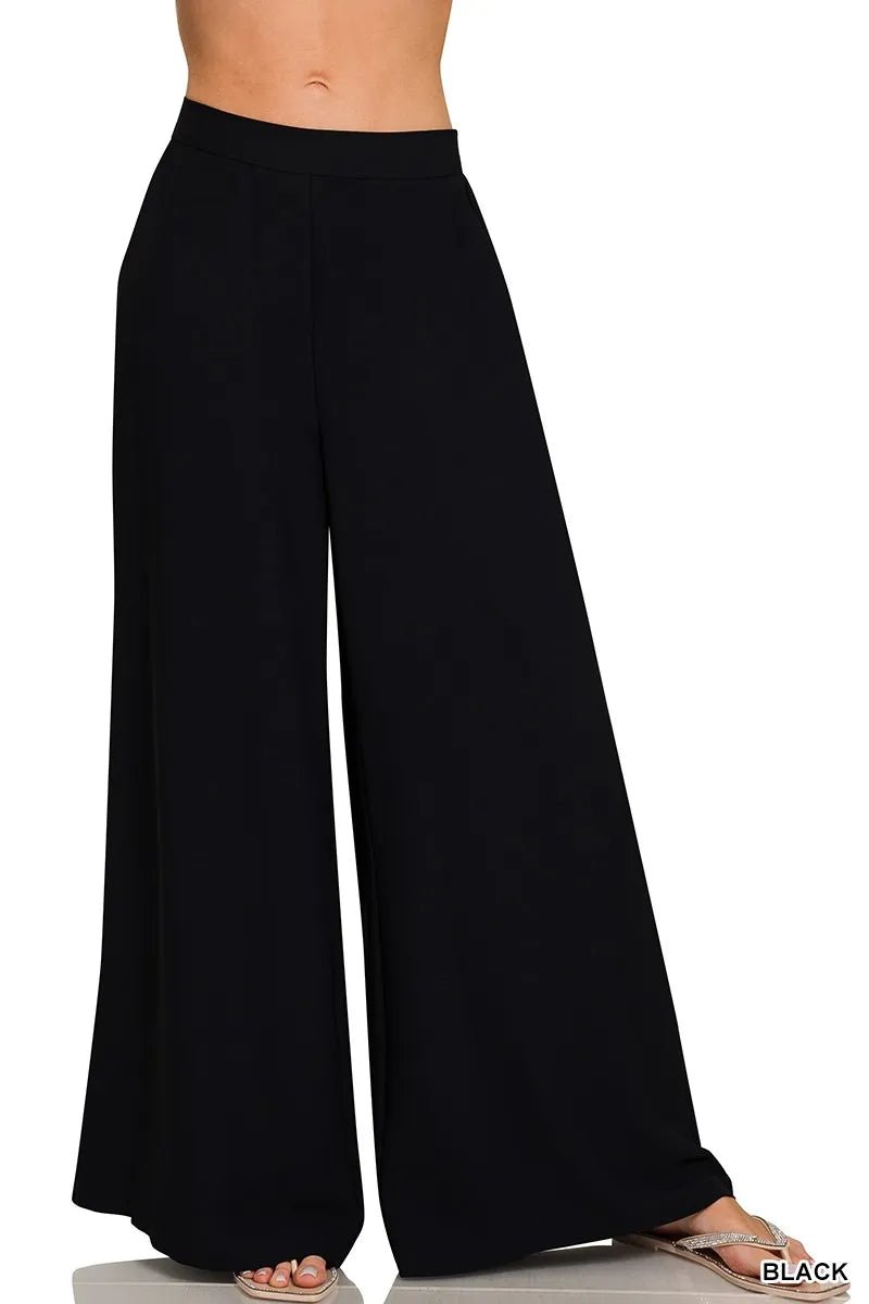 Zenana Relaxed Fit Elastic Waisted Wide Leg Pants - PBNJ FASHIONS