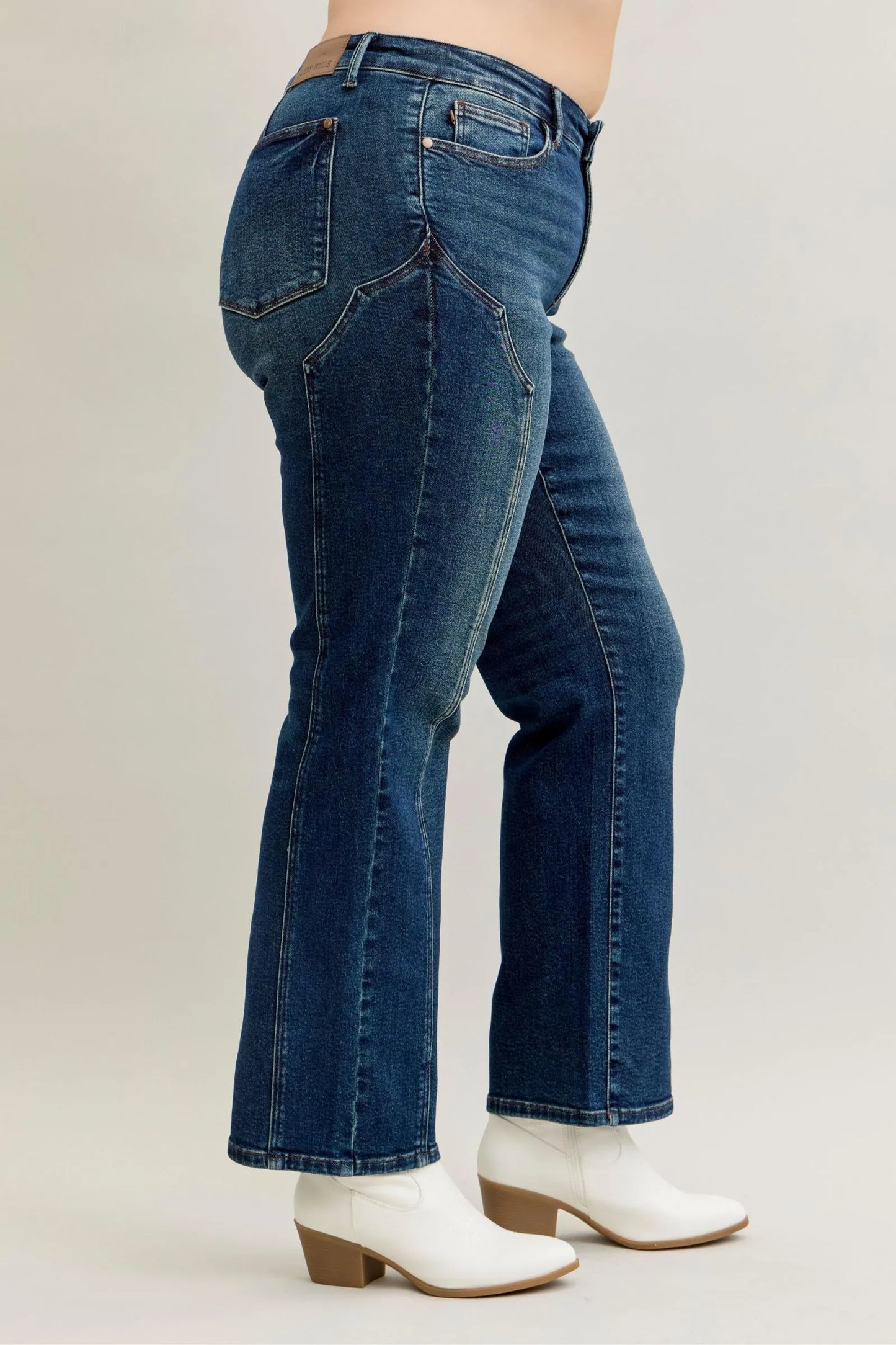 Judy Blue Full Size Seam Detail Straight Leg Jeans Plus Size - PBNJ FASHIONS