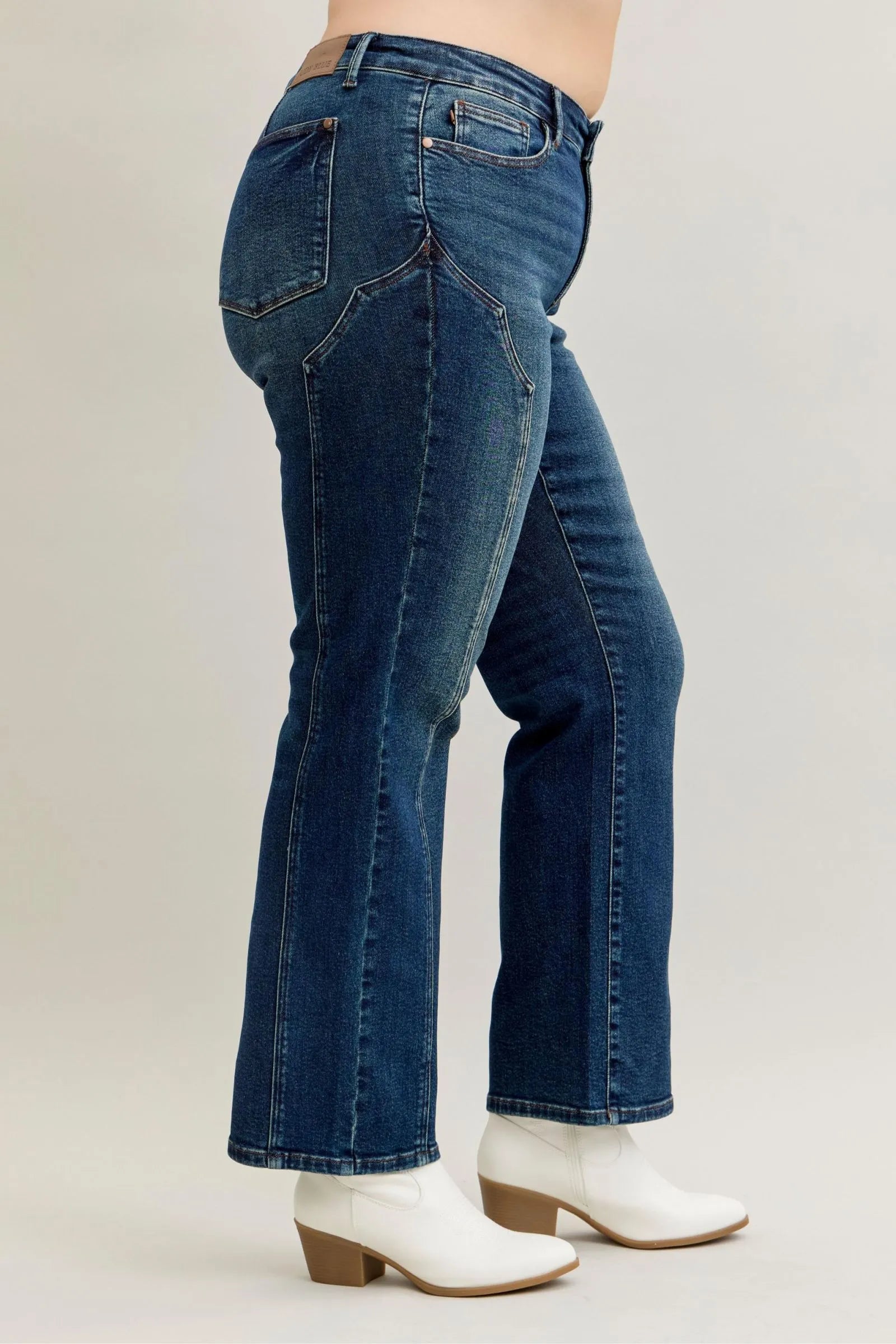 Judy Blue Full Size Seam Detail Straight Leg Jeans Plus Size - PBNJ FASHIONS