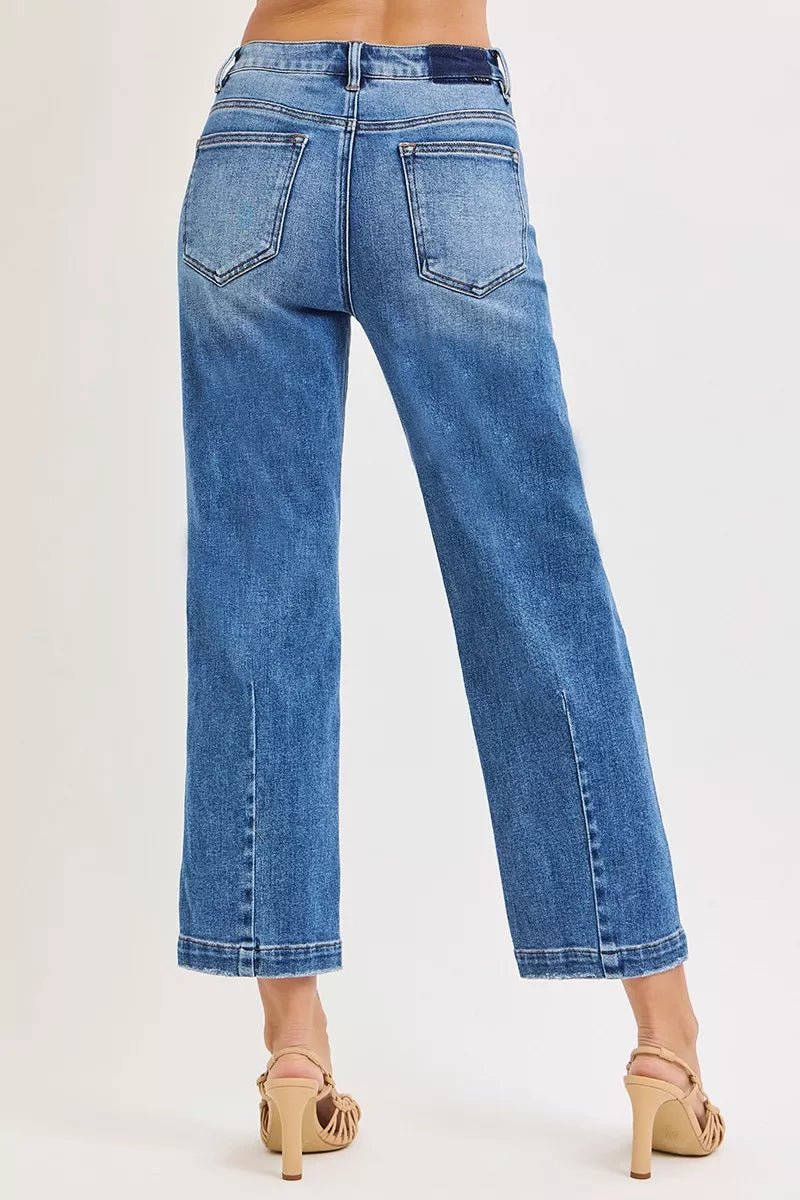 RISEN High Rise Crop Boyfriend Tapered Jeans - PBNJ FASHIONS