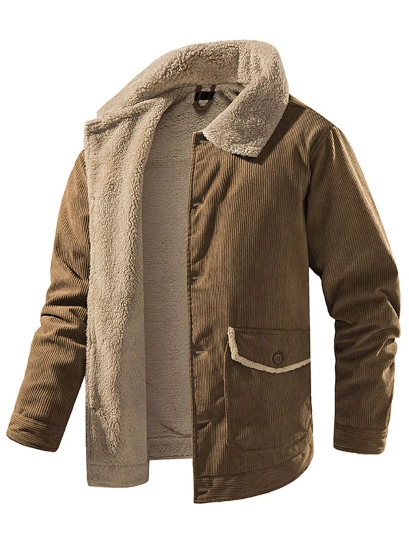 Men's Corduroy Sherpa Lined Button - Up Jacket - PBNJ FASHIONS