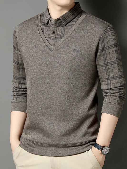 Men's Plus Size Layered Style Long Sleeve T-Shirt - PBNJ FASHIONS