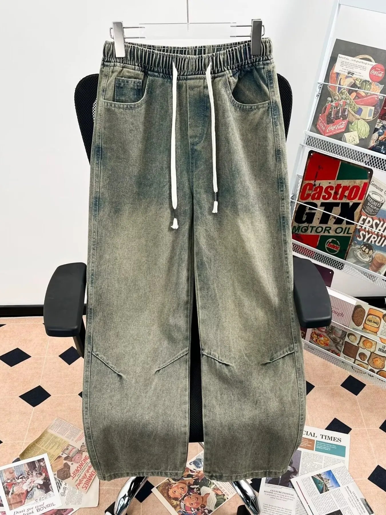 Men's Plus Size Drawstring Wide Leg Jeans - PBNJ FASHIONS