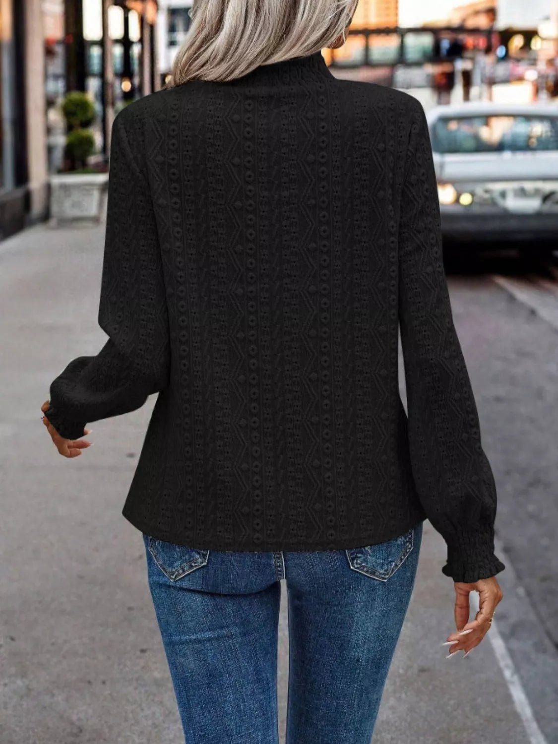 Eyelet Long Sleeve Blouse - PBNJ FASHIONS