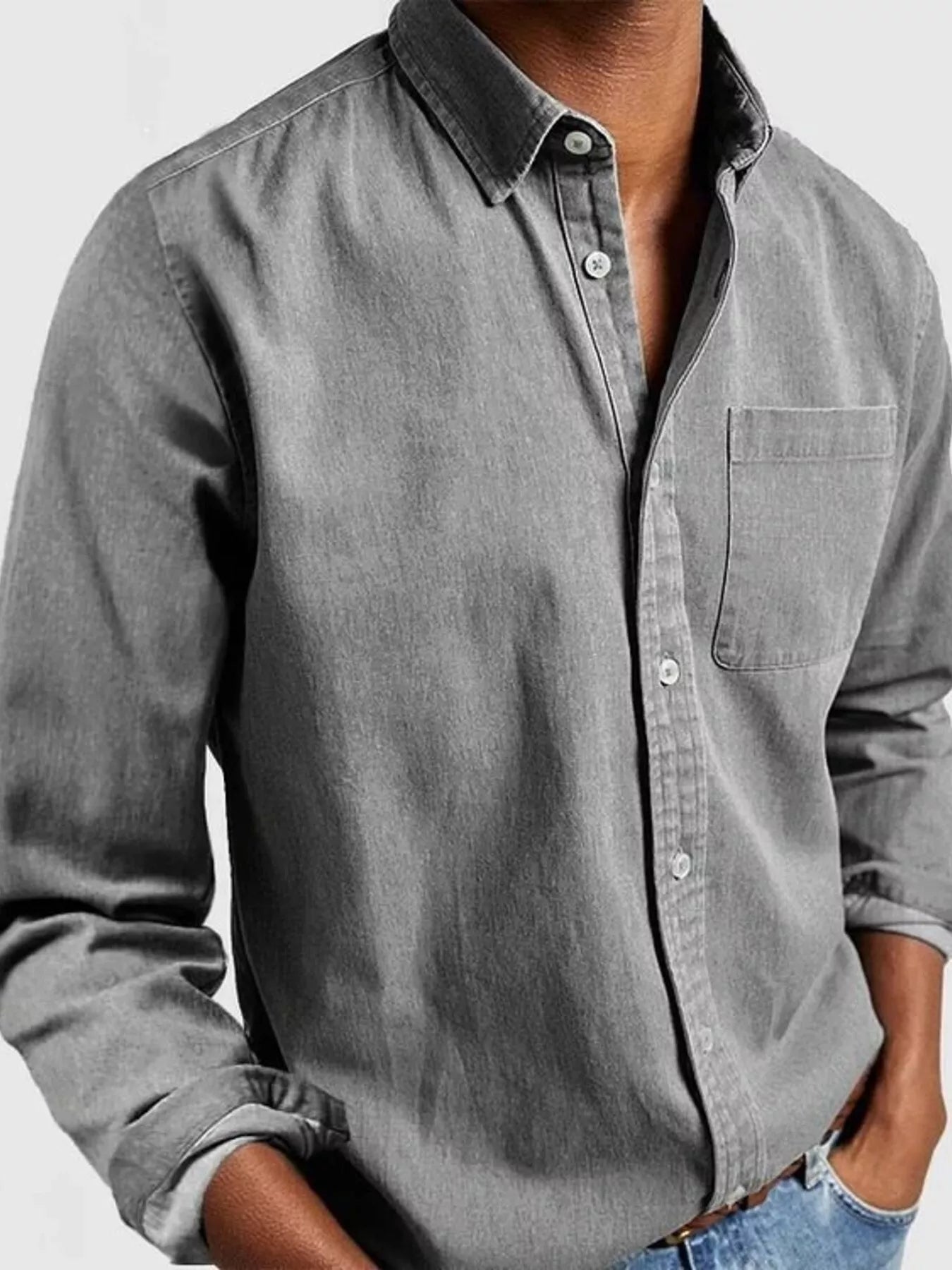 Men's Full Size Button Up Long Sleeve Shirt Plus Size - PBNJ FASHIONS