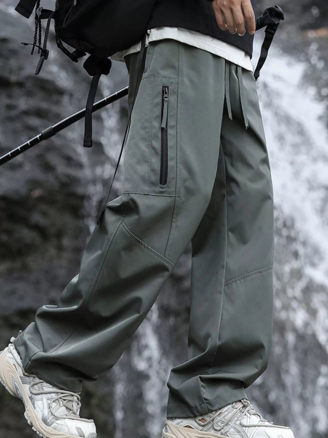Men's Plus Size Relaxed Fit Cargo Pants with Zipper Pockets - PBNJ FASHIONS