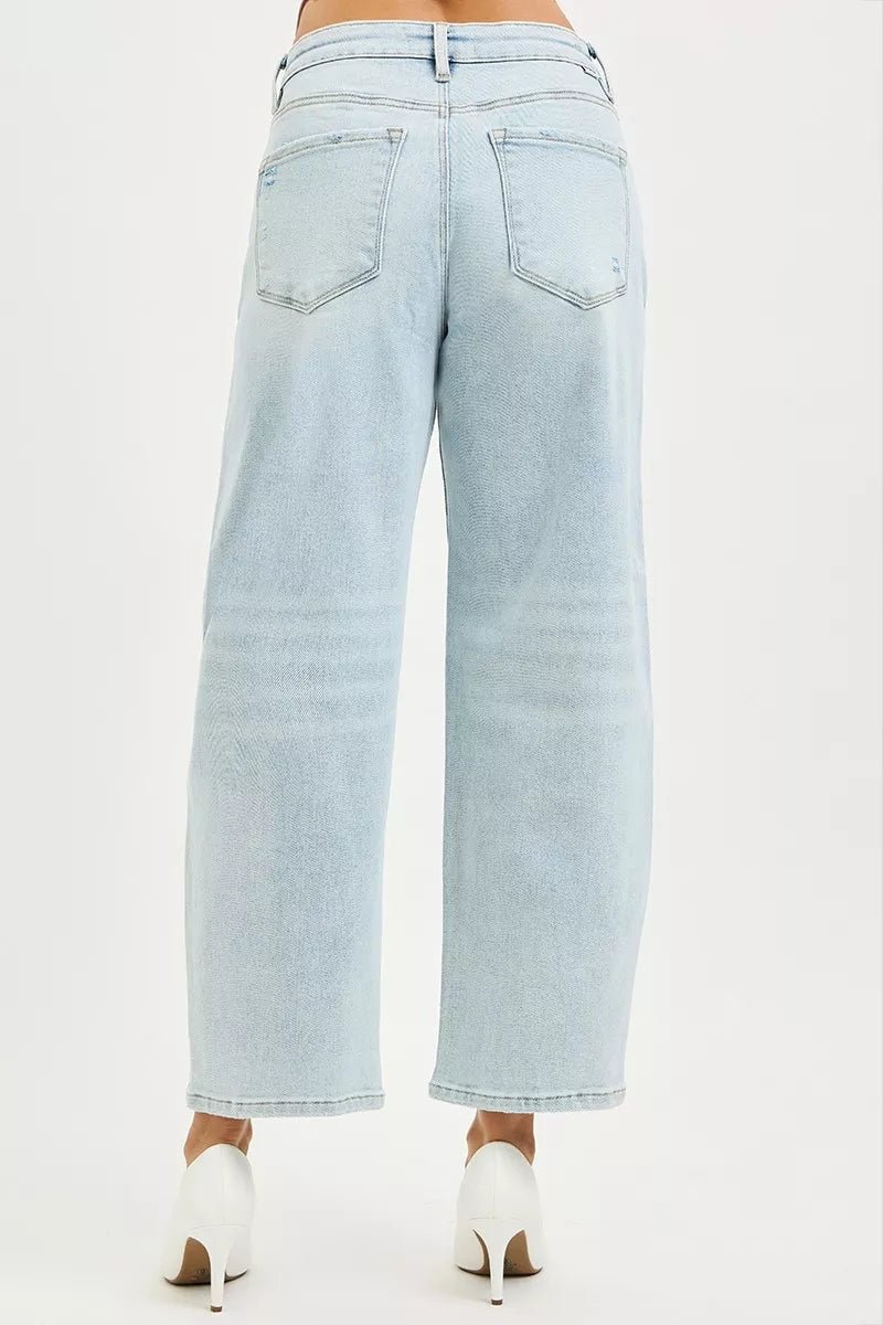 RISEN High Rise Crop Barrel Jeans - PBNJ FASHIONS